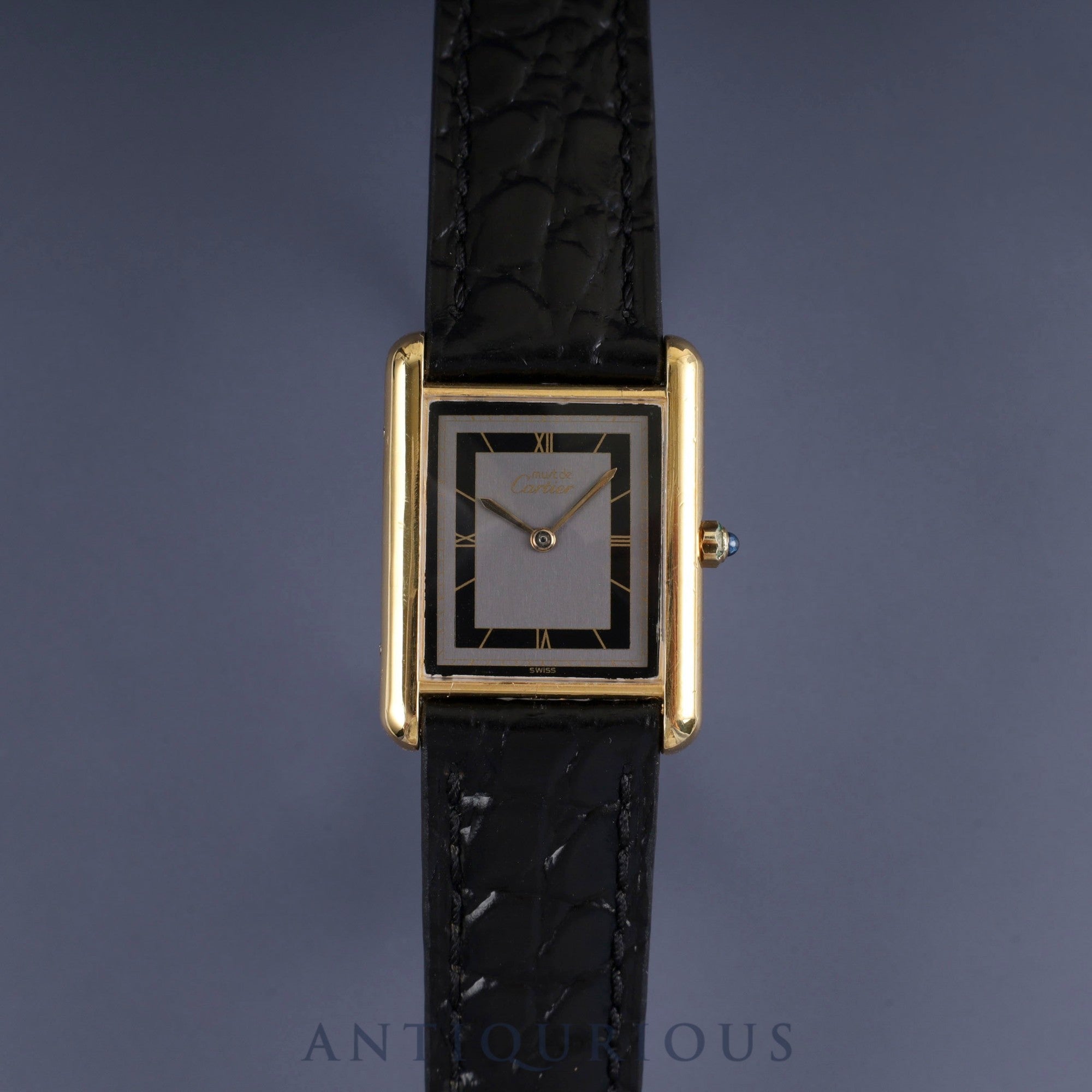 カルティエ マストタンク LM 6 81006 クォーツ Cal.81 SV925 革 純正尾錠(GP) グレーローマン文字盤 箱 冊子 保証書(1985年)オーバーホール済み 新品仕上げ済み