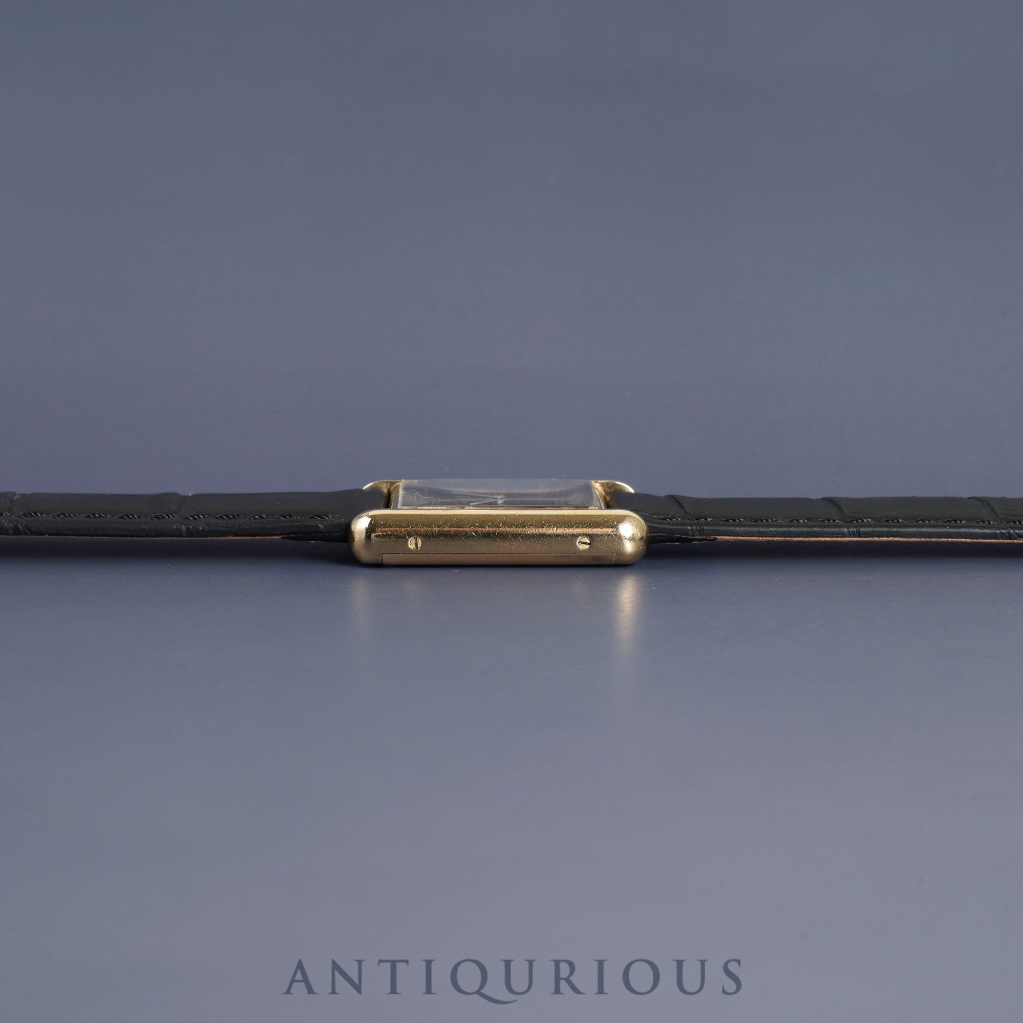 Cartier Must Tank LM Manual winding Cal.78-1 SV925 Leather Genuine buckle (GP) Black Roman dial Overhauled