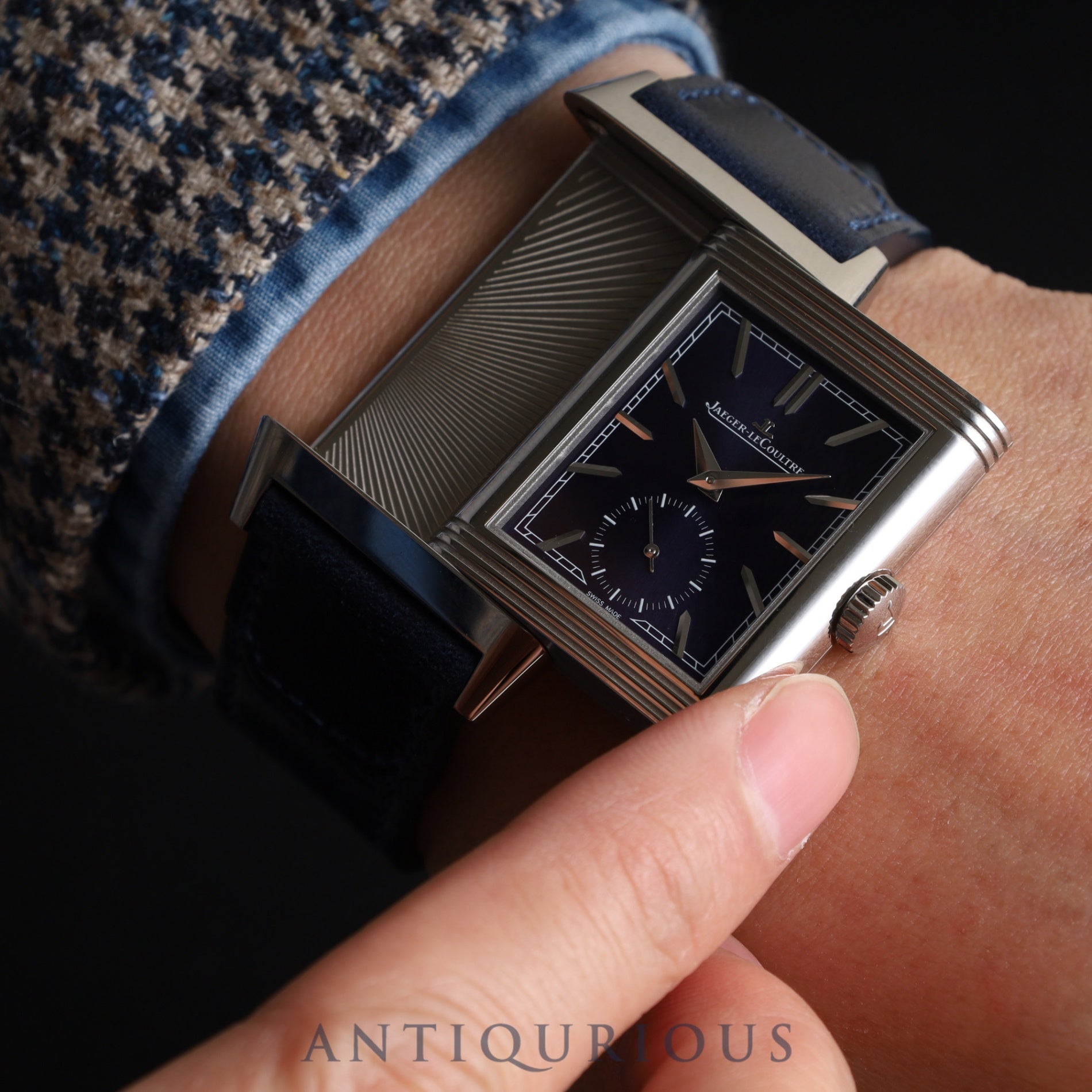 Jaeger-LeCoultre Reverso Tribute Small Second Q397848J / 214.8.62 Manual winding Cal.822/2 SS Genuine leather strap Genuine buckle (SS) Blue dial Box Overhauled
