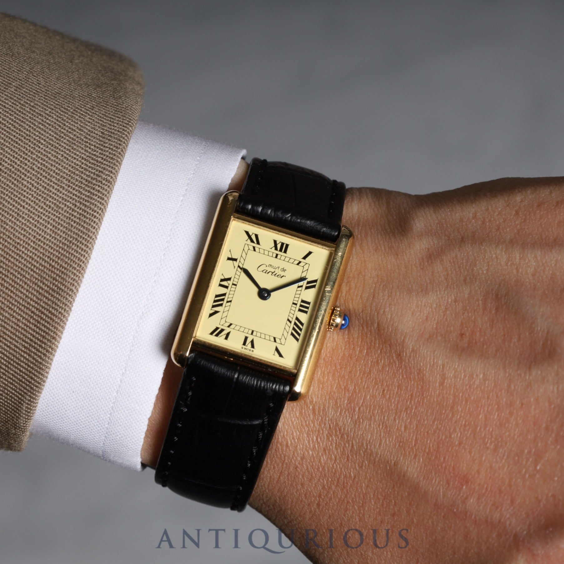 Cartier Must Tank LM QZ Ivory Roman Dial