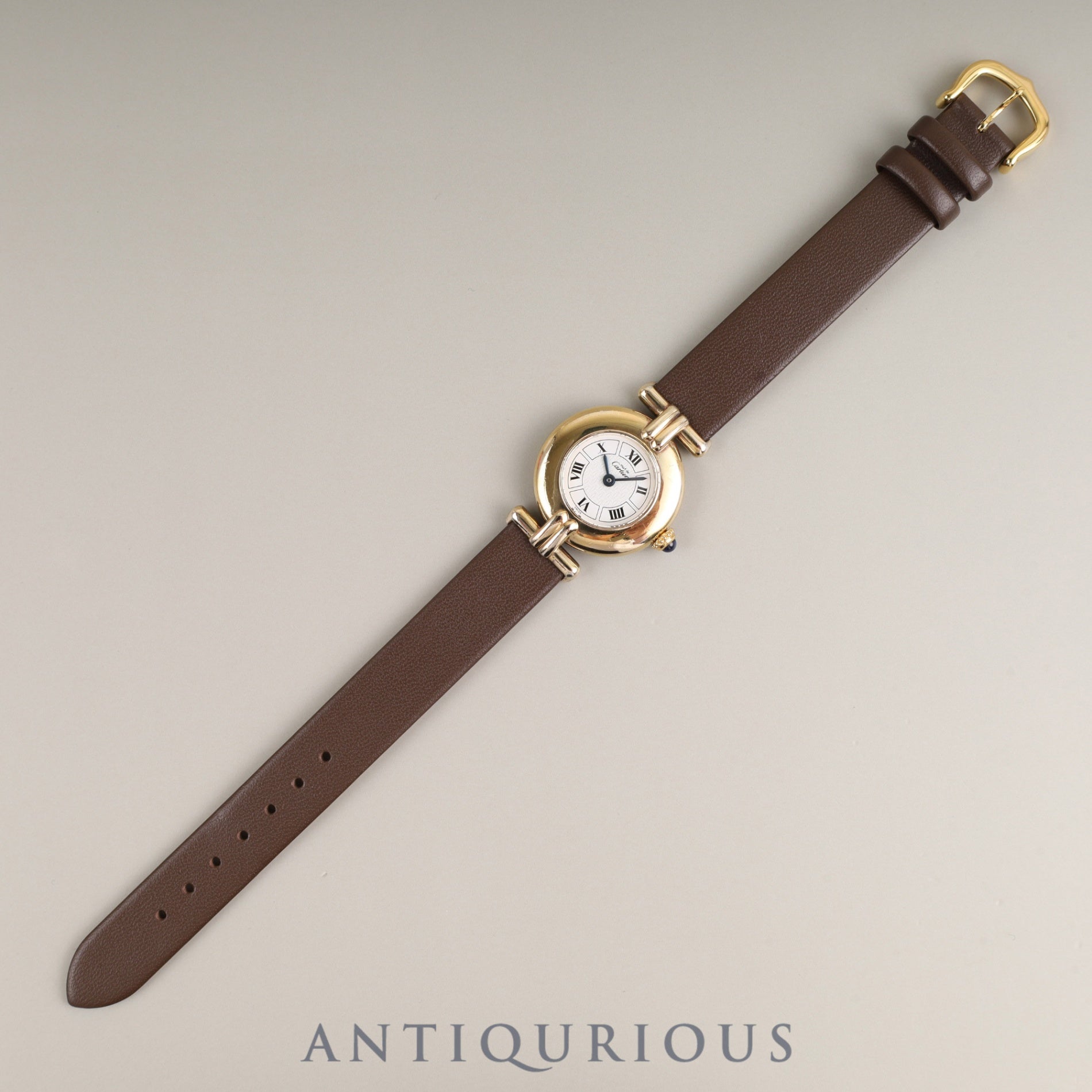 カルティエ マストコリゼ W1009954 / 1902 クォーツ Cal.690 SV925 革 純正尾錠(GP)ホワイト飛びローマンCC文字盤 オーバーホール済み