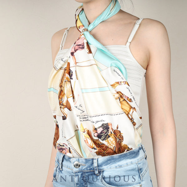 エルメス スカーフ カレ90 ポロの世界 シルク100%