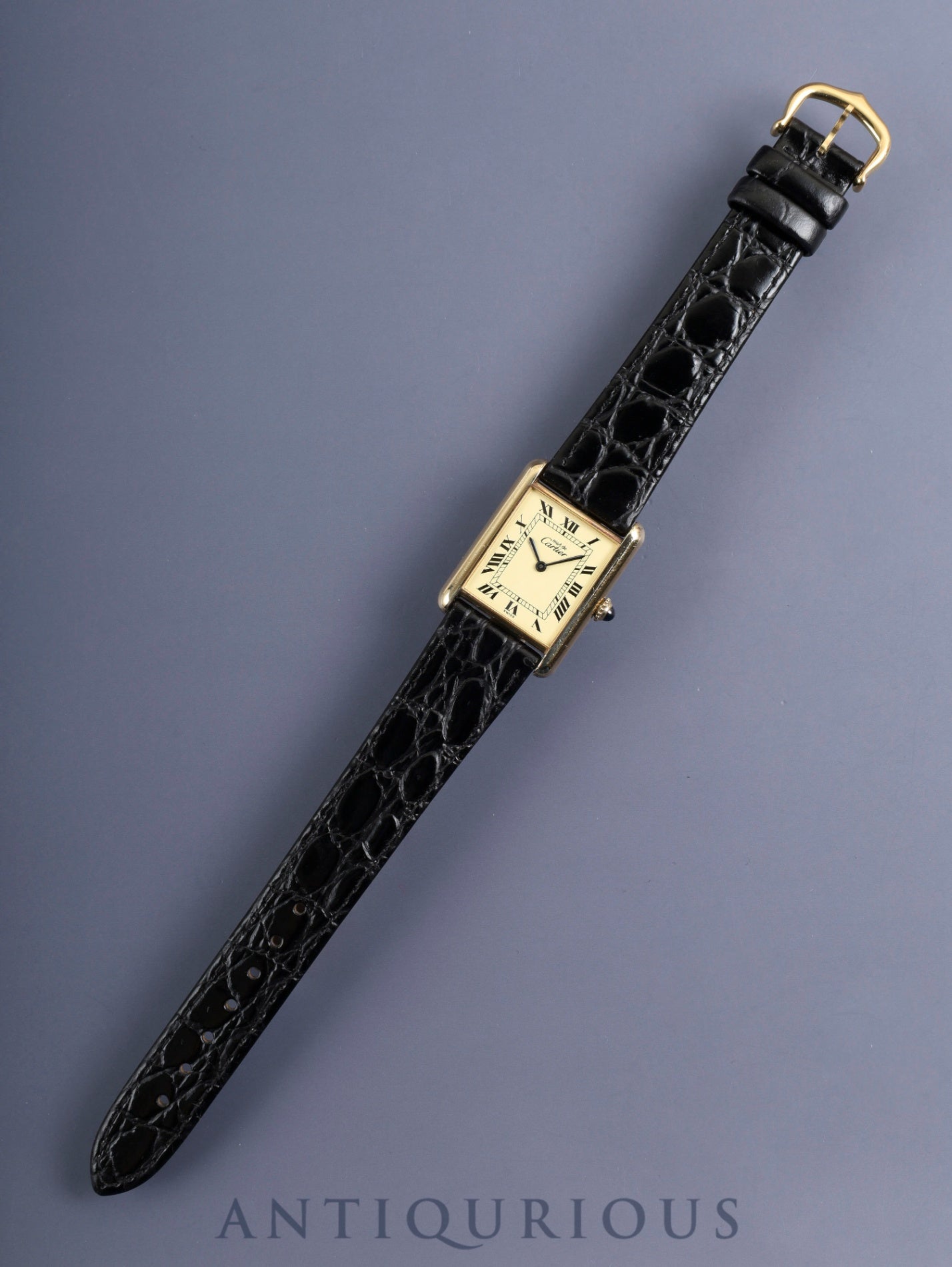 カルティエ マストタンク LM 手巻き Cal.78-1 SV925 革 純正ピンバックル(GP)アイボリーローマン文字盤(SWISS表記)オーバーホール済み