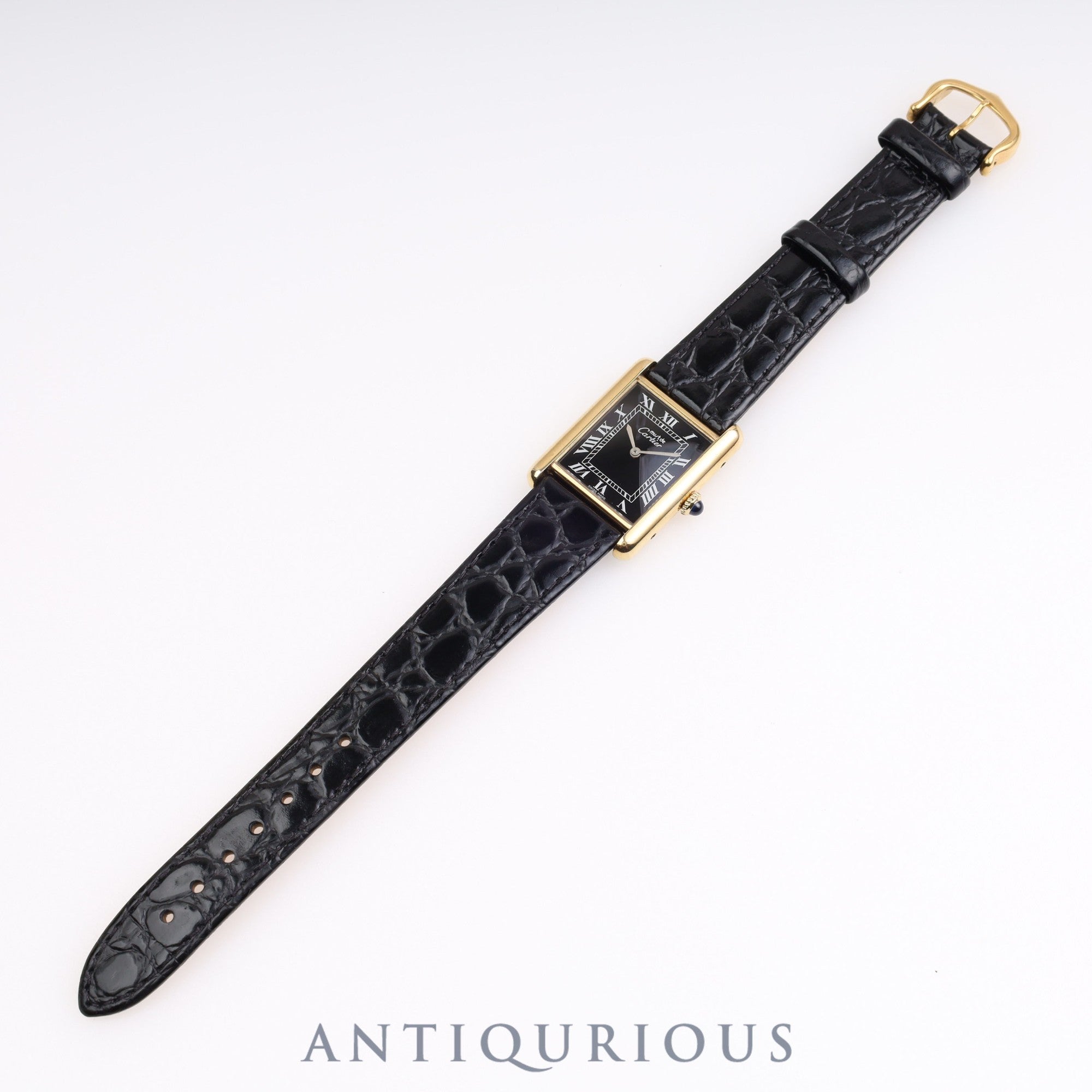 Cartier Must Tank LM Manual Winding Black Roman Dial Box Fully Serviced