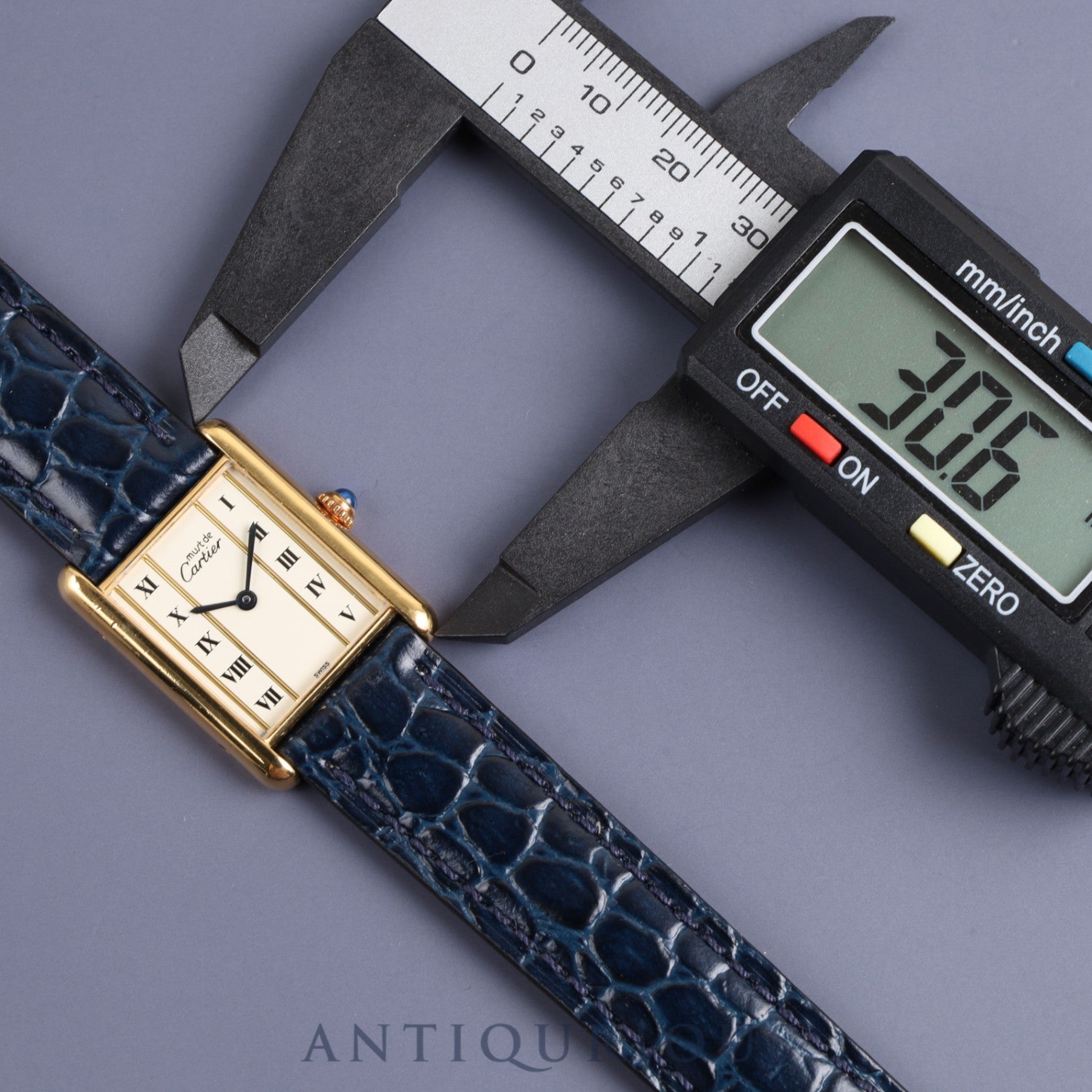 Cartier Must Tank LM 590005 Quartz Cal.90 SV925 Leather Genuine Buckle (GP) Straight Roman Dial Overhauled Newly Finished