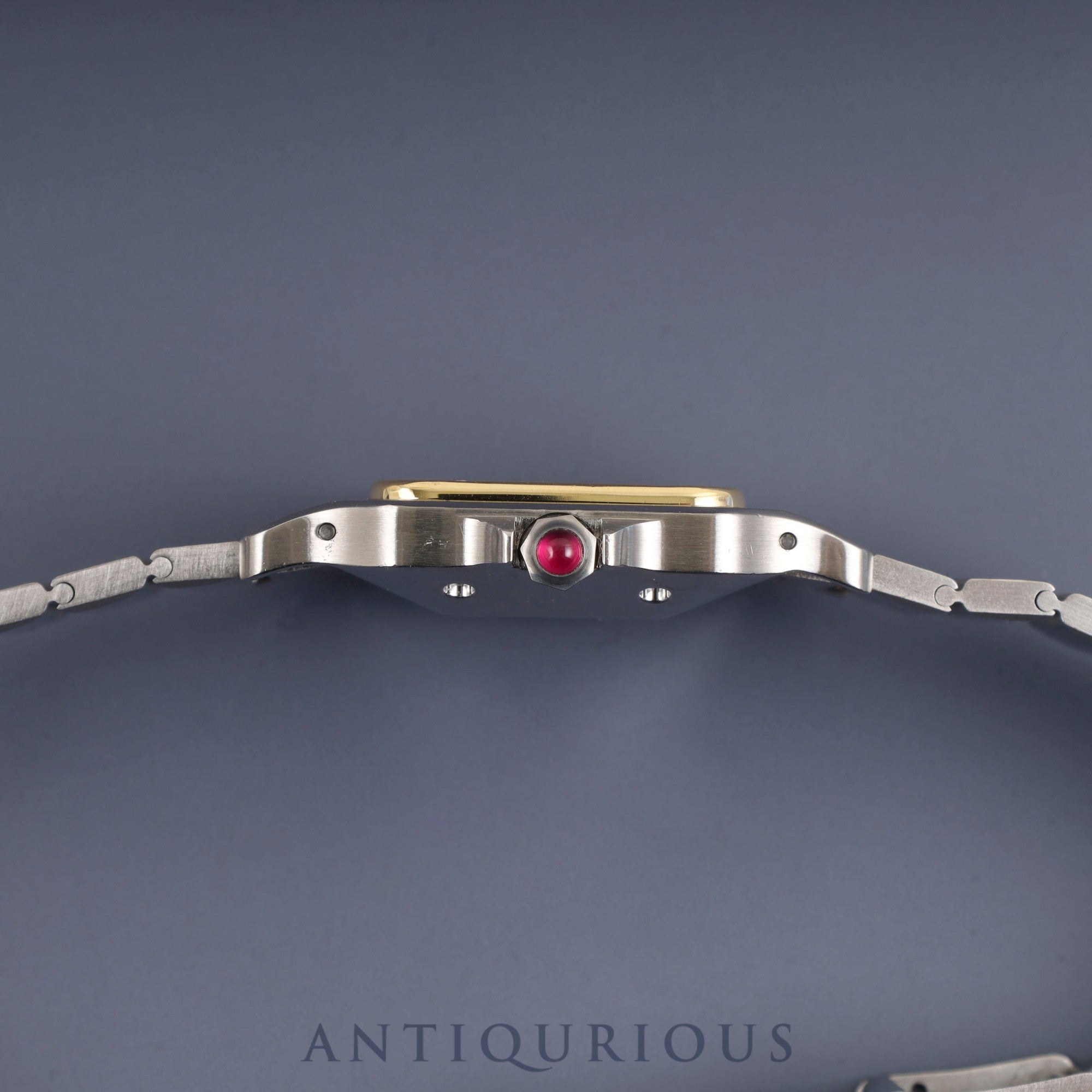 Cartier Santos Galbee LM 2961 Automatic, Stainless Steel/Yellow Gold, Garnet Dial, Bordeaux Dial, Completely Serviced (Full Maintenance) at a Cartier Boutique