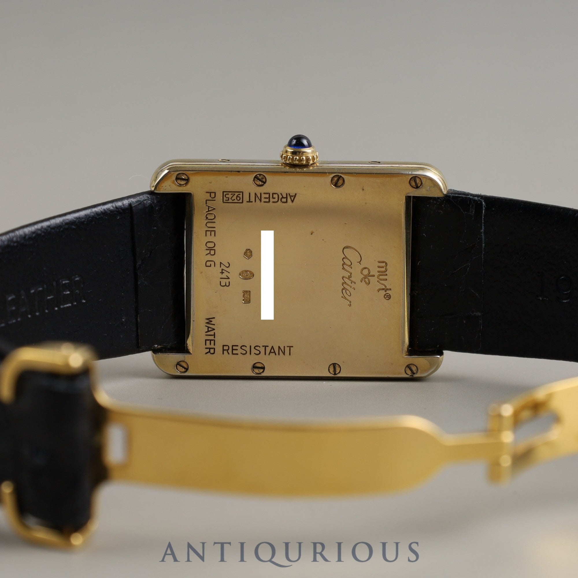 Cartier Must Tank GM (XL) Date QZ W1013754 / 2413 Cal.687 SV925 Leather Genuine Buckle (GP) White Flying Roman CC Dial