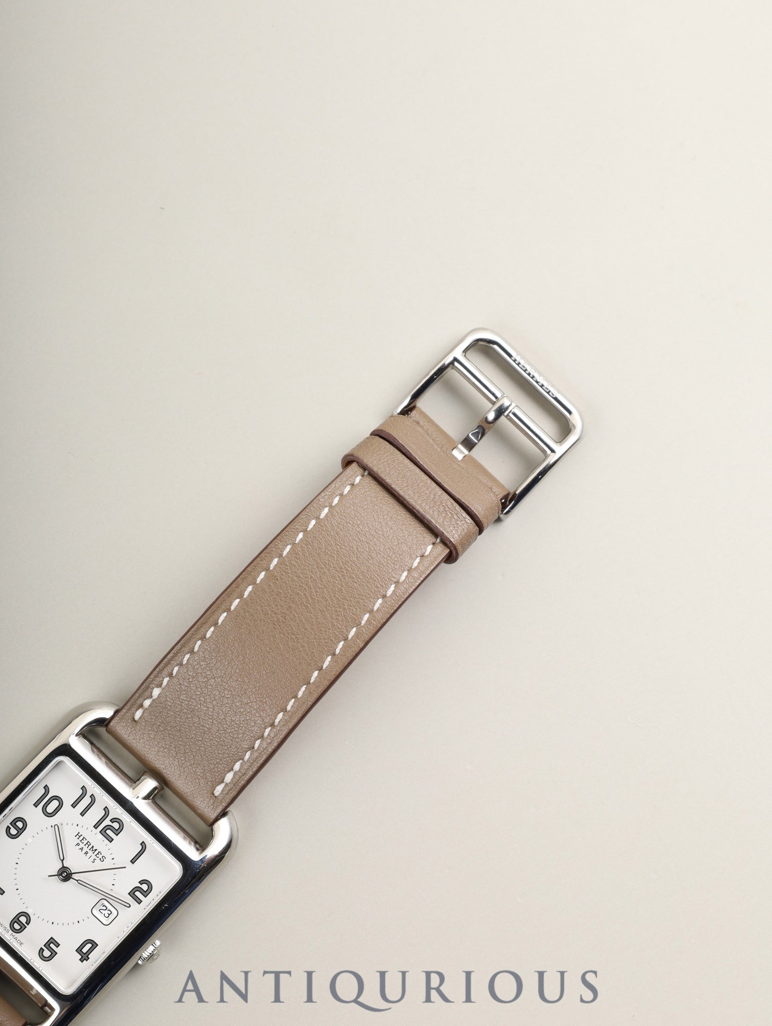 エルメス ケープコッド CC2.710 クォーツ Cal.- SS 純正革ベルト(U刻印:2022年) 純正尾錠(SS) シルバーアラビア文字盤 箱 保証書(2023年)オーバーホール済み