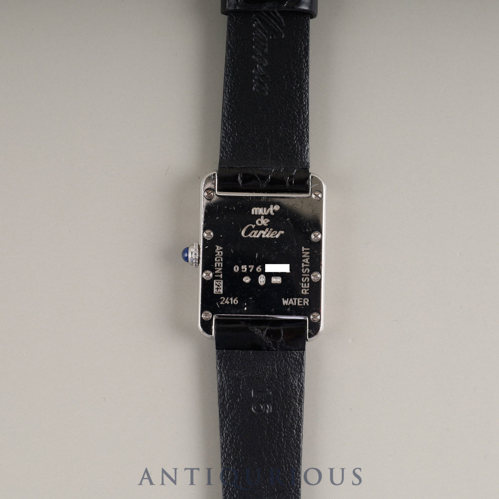 カルティエ マストタンク MM 2416 クォーツ Cal.057 SV925 革 純正尾錠(SS) ピンクローマン文字盤 箱 保証書(2000年)冊子 クリスマス限定 オーバーホール済み