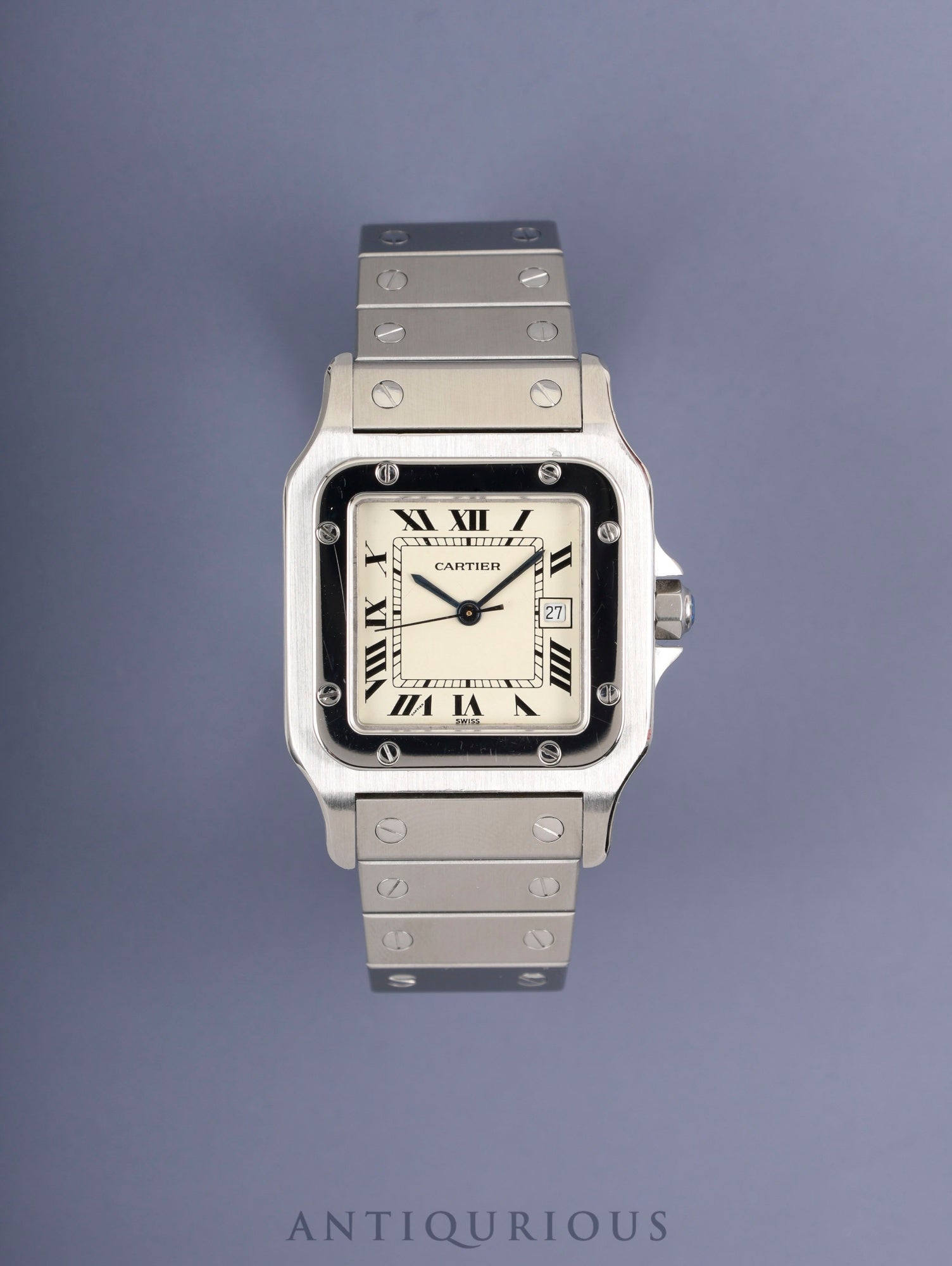 Cartier Santos Galbee LM 9172960 Automatic Caliber 2671 Stainless Steel Ivory Roman Dial Box Booklet Overhauled