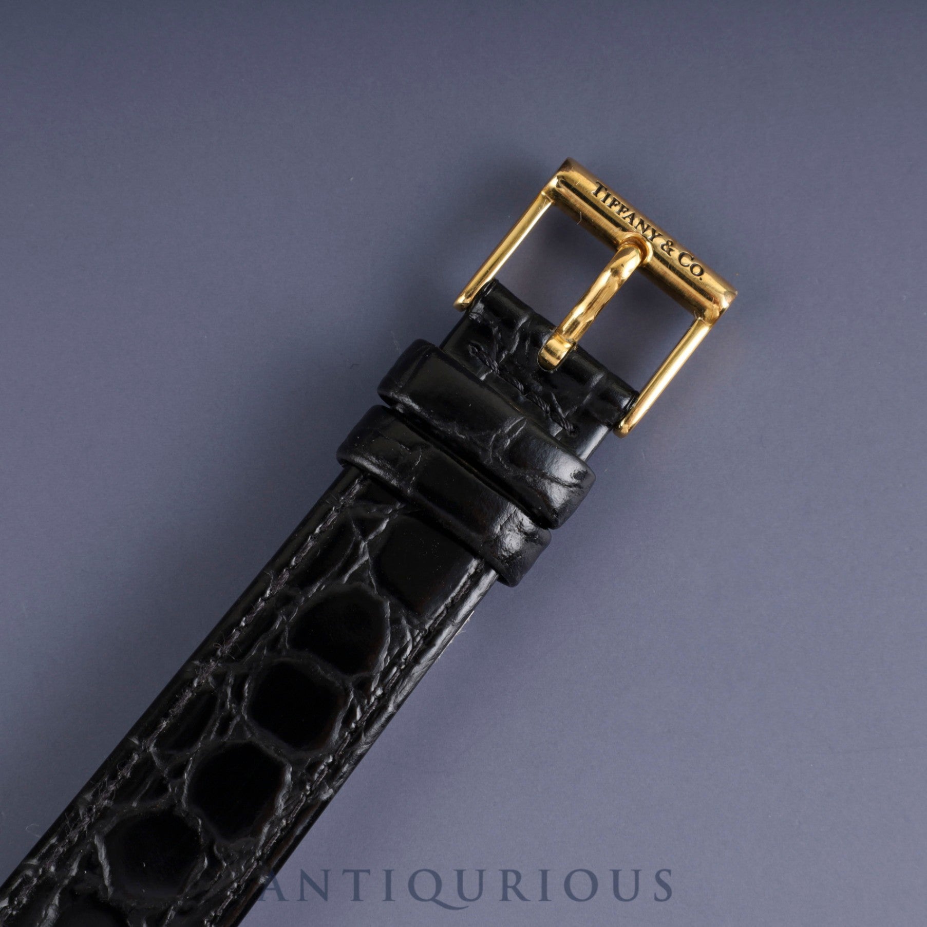 ティファニー アトラススクエア T976 001 L3630 クォーツ Cal.976.001 750 革 純正尾錠(GP) ゴールド文字盤 箱 ケース 冊子 保証書(1996年)オーバーホール済み