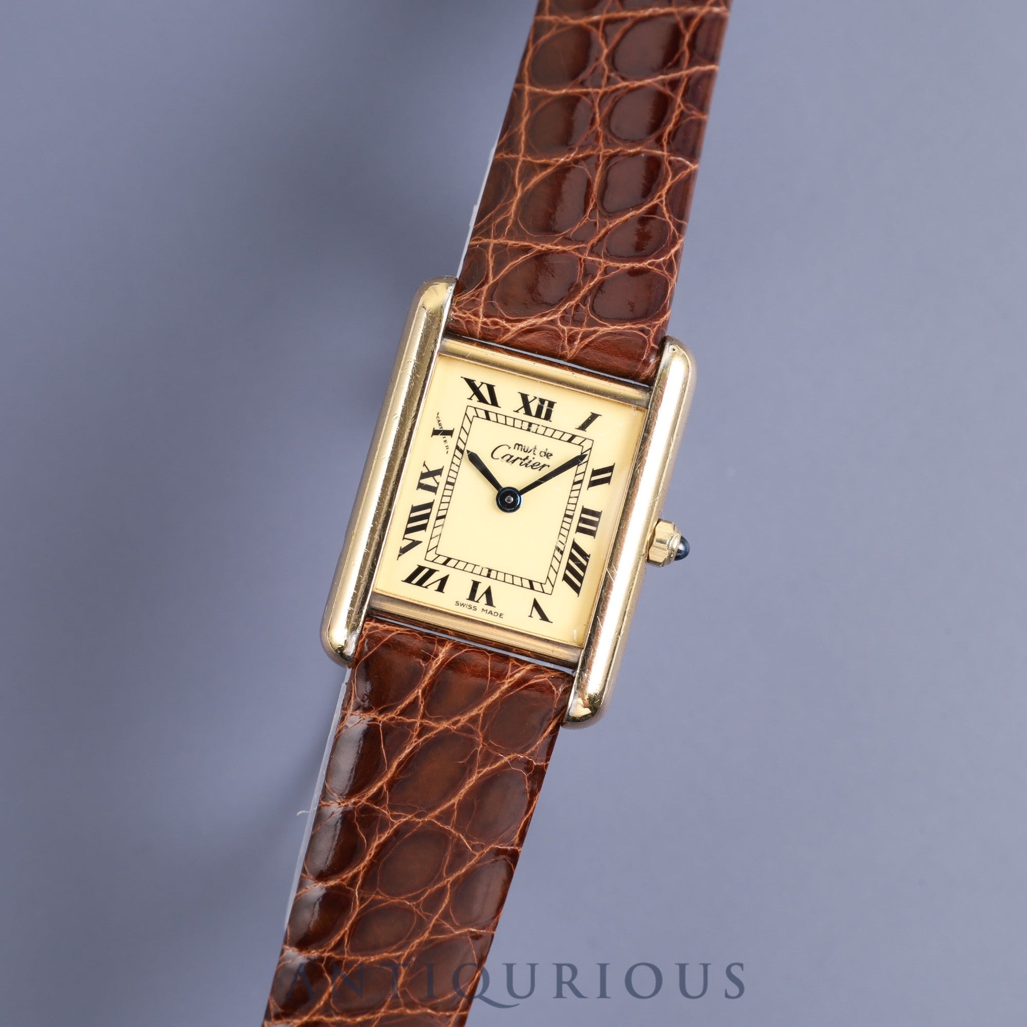 Cartier Must Tank SM 66001 Quartz Leather Strap with Genuine GP