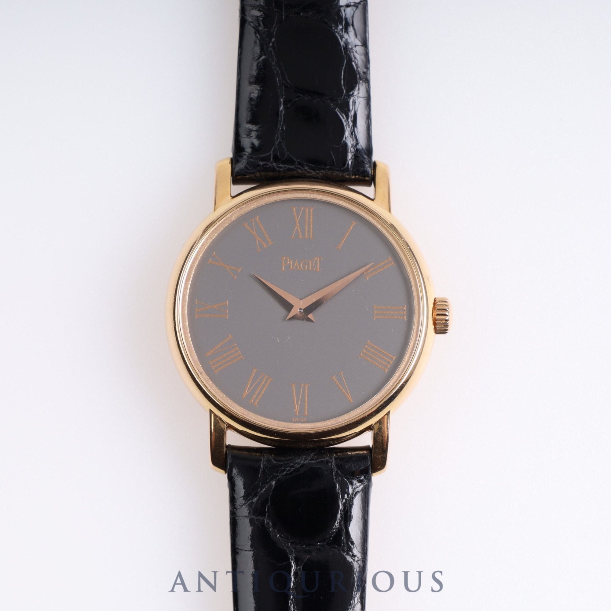 ピアジェ ラウンド 80005 クォーツ PG 革 純正尾錠(750)グレー文字盤 24.5mm