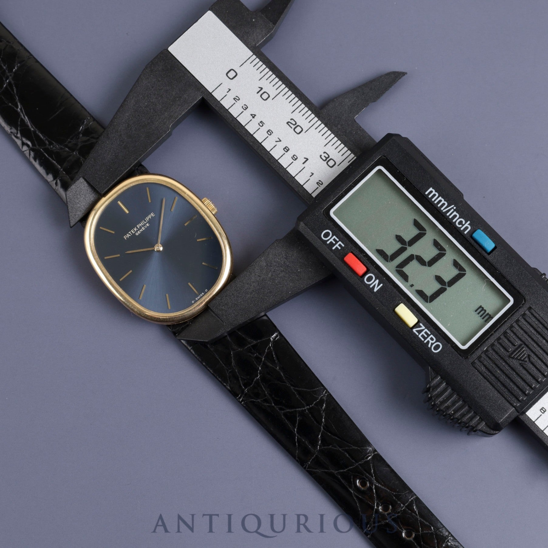 パテック・フィリップ ゴールデンエリプス 3848 手巻き Cal.215 750 革 純正尾錠(750)ブルー文字盤 オーバーホール済み