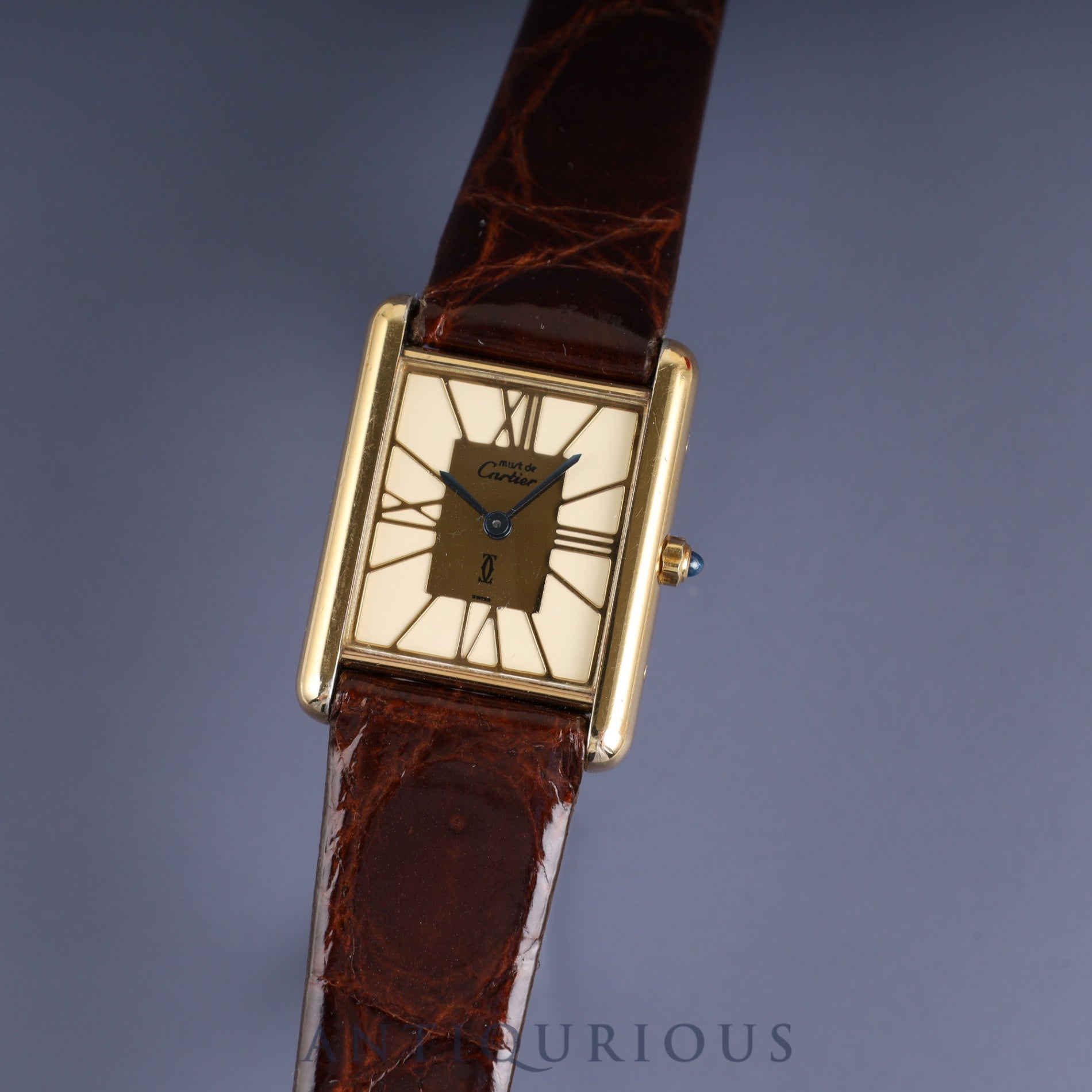 Cartier Must Tank LM 6 81006 Quartz Caliber 81 SV925 Leather Strap with Genuine GP Buckle, Ivory Cloisonné Dial, Overhauled