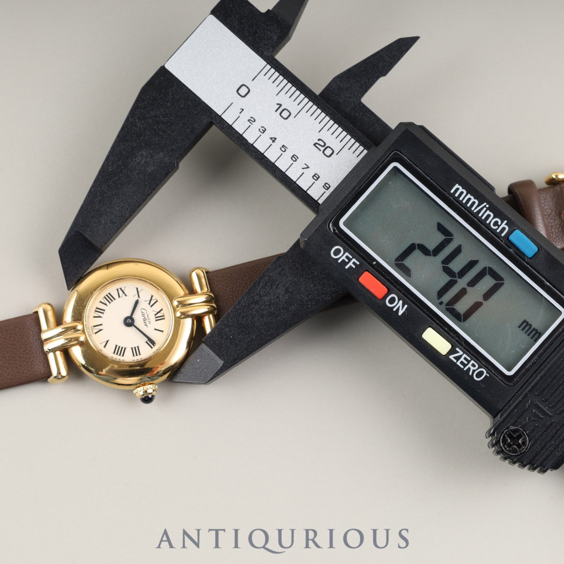 カルティエ マストコリゼ W1000653 / 590002 クォーツ Cal.90 SV925 革 純正尾錠(GP)アイボリーローマン文字盤 箱 冊子 保証書(1993年)オーバーホール済み