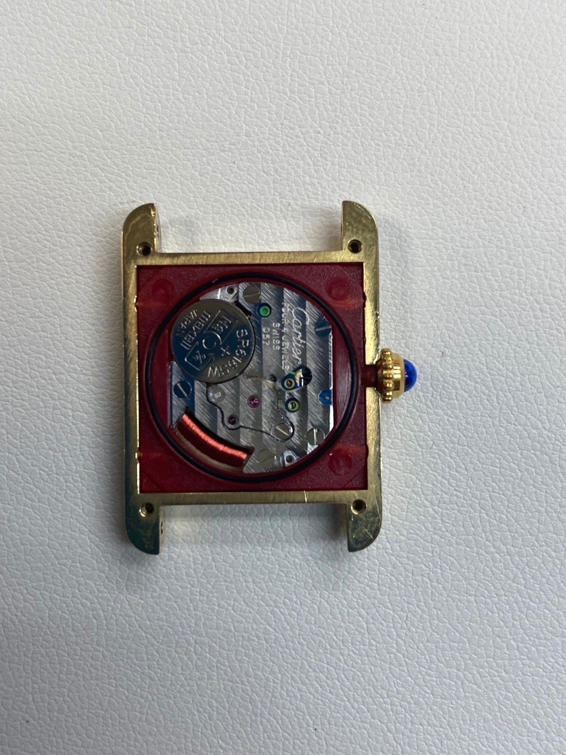 Cartier Must Tank SM 5057001 Quartz Cal.057 SV925 Leather Genuine Buckle (GP) Straight Roman Dial Overhauled