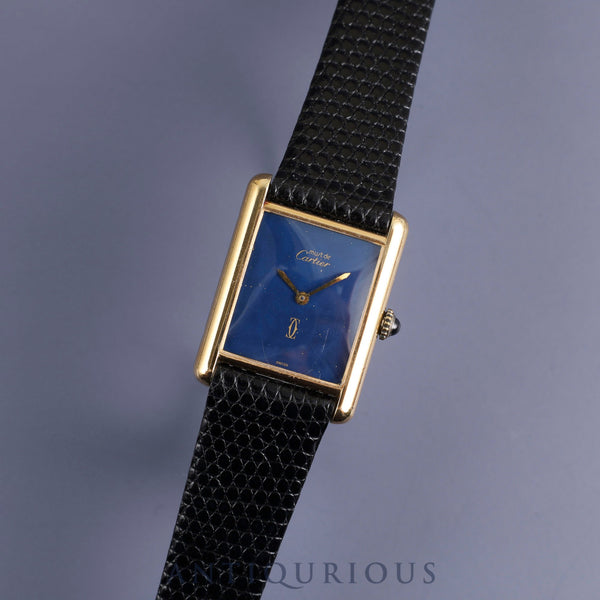 Cartier Must Tank LM Manual winding Cal.78-1 SV925 Leather Genuine buckle (GP) Lapis lazuli dial Overhauled