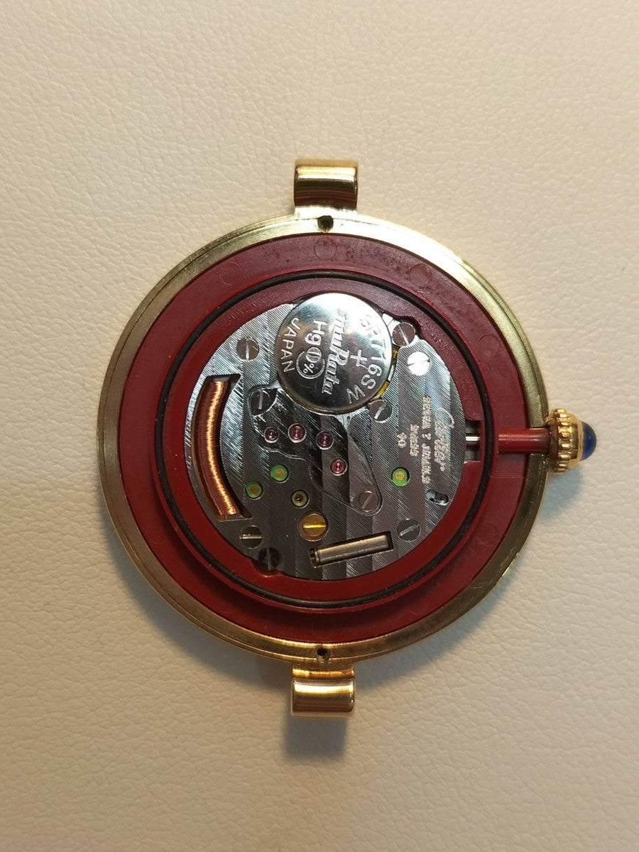 Cartier Must Vendôme VLC LM 590003 Quartz Caliber 90 SV925 Leather Strap with Genuine GP Buckle, Ivory Roman Dial, Overhauled