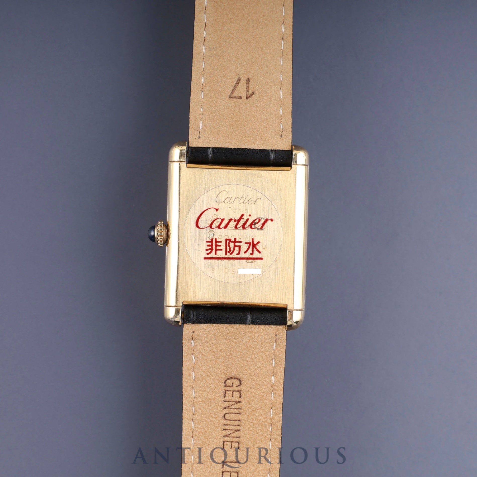 Cartier Must Tank LM, manual winding, Cal. 78-1, SV925, leather, genuine D-buckle (GP), black onyx dial, complete service (full maintenance) completed at a Cartier boutique.