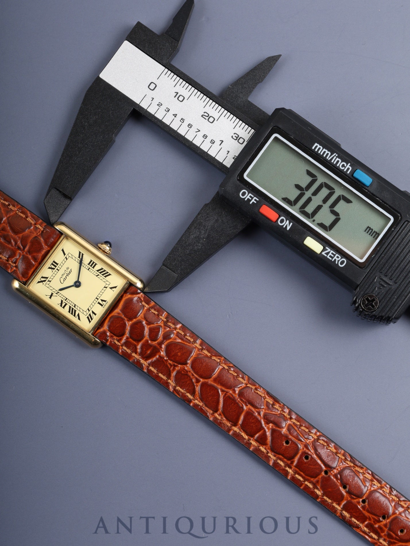 カルティエ マストタンク LM 590005 クォーツ Cal.90 SV925 革 純正尾錠(GP)アイボリーローマン文字盤 オーバーホール済み