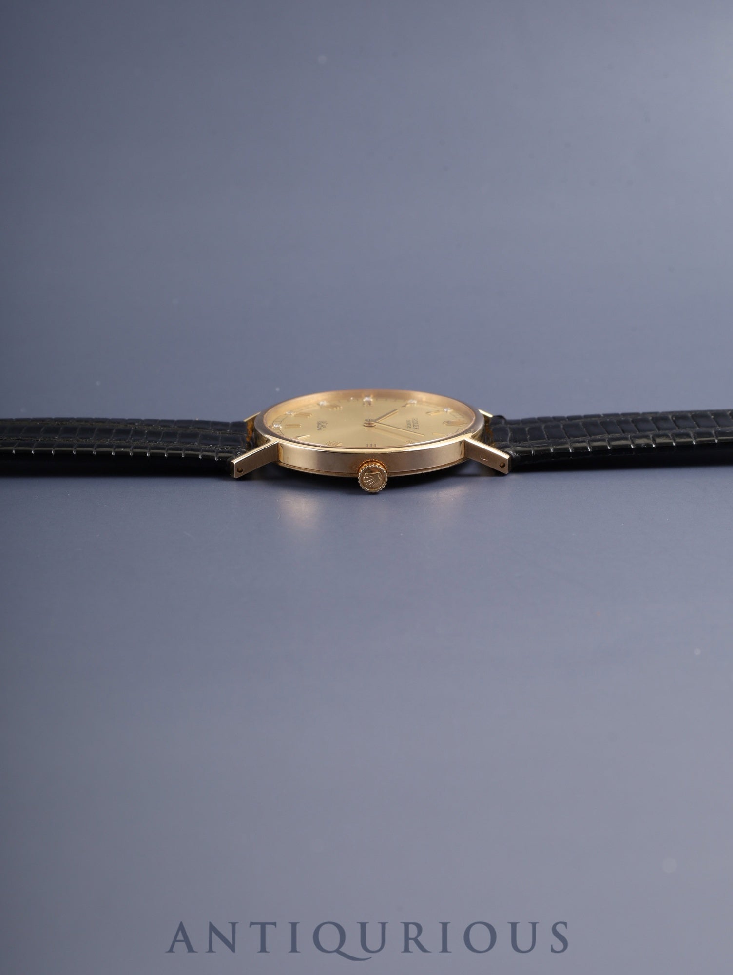 Rolex Cellini 5112, manual winding, Cal. 1601, 750YG, leather strap, original pin buckle (750YG), champagne diamond Roman numeral dial, L-series (1989-1990), repair invoice included, recently overhauled.