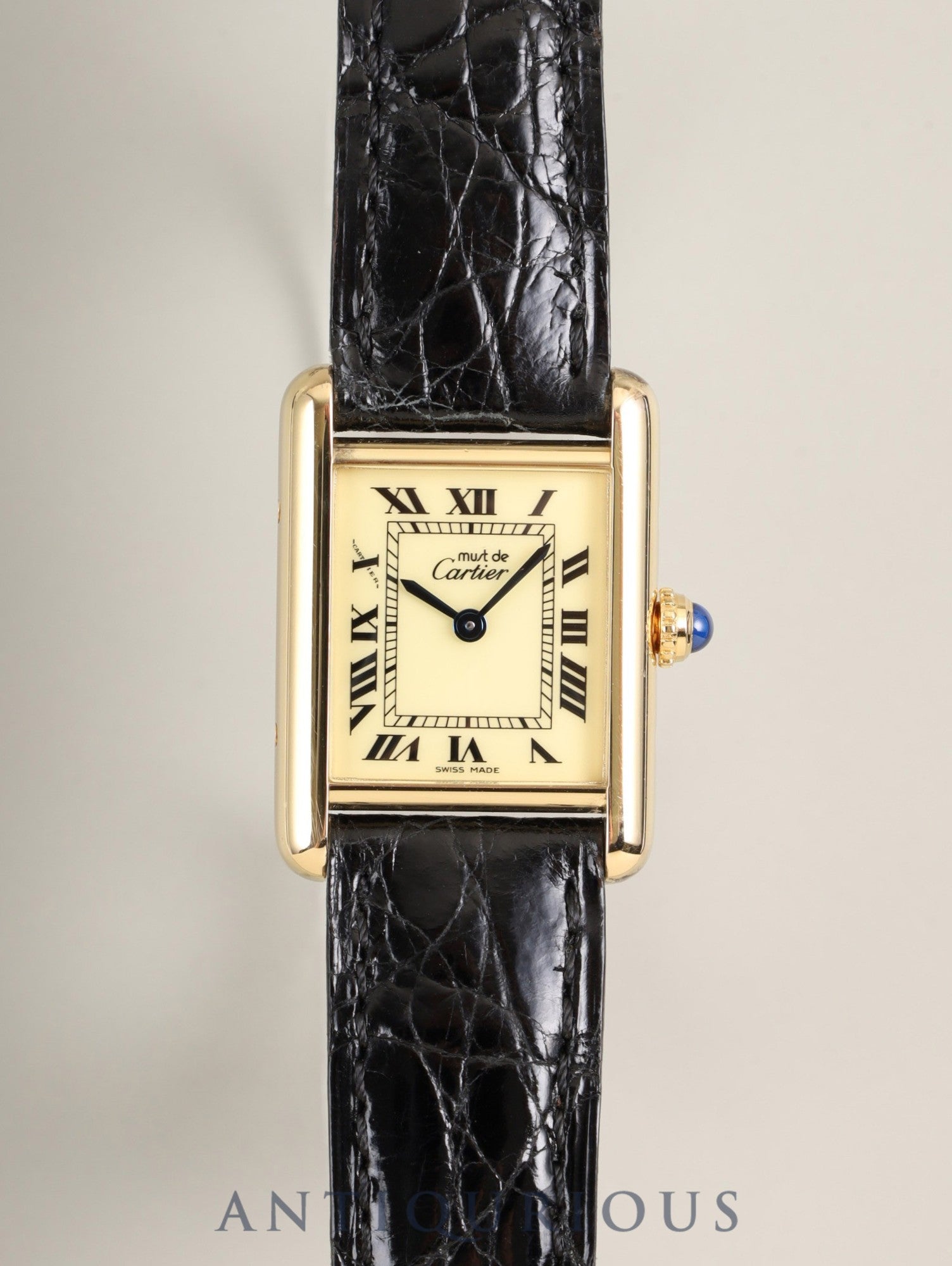 カルティエ マストタンク SM 1613 クォーツ Cal.- SV925 純正革ベルト 純正尾錠(GP) アイボリーローマン文字盤(SWISS MADE表記)1996年頃~1998年頃 カルティエブティックにてコンプリートサービス済み