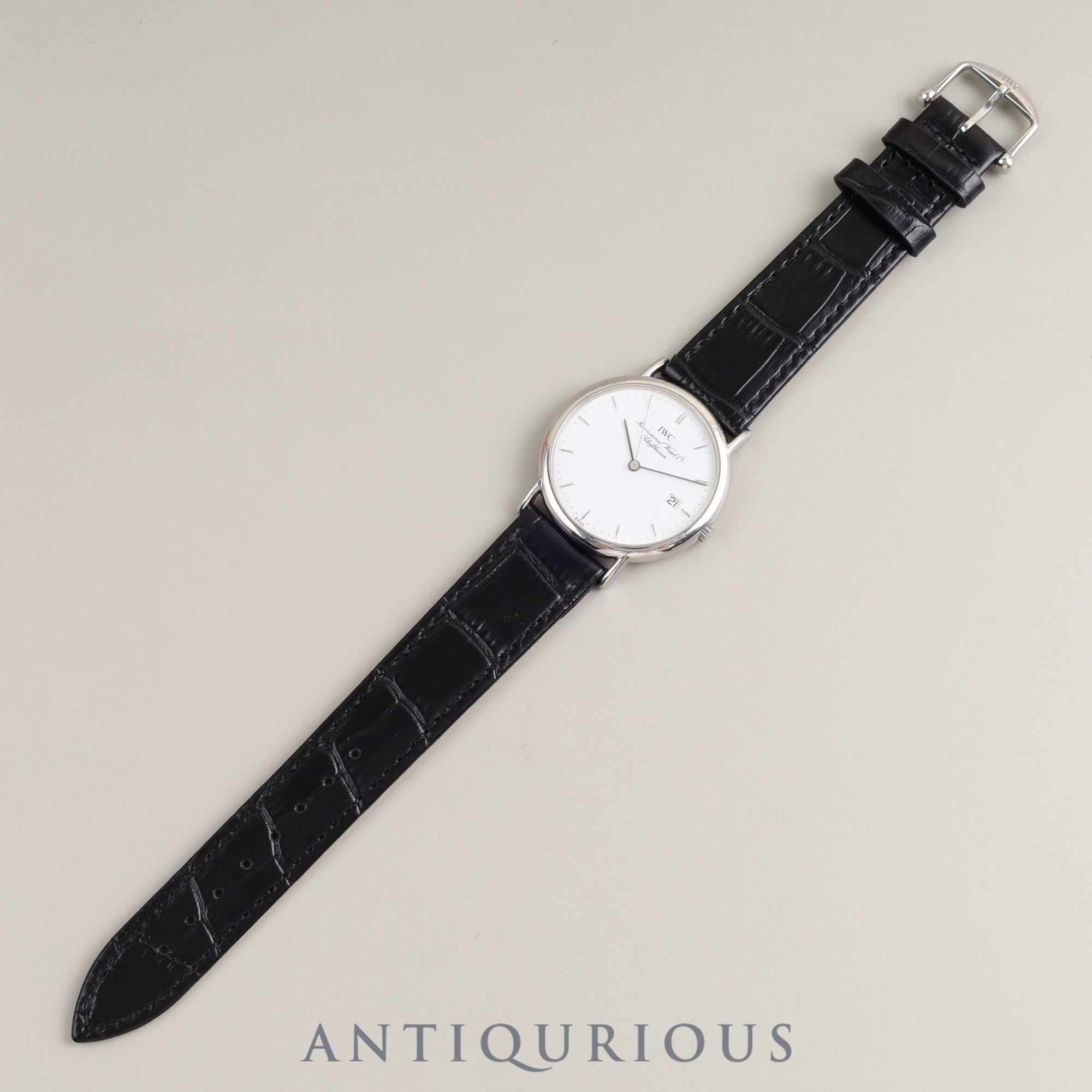 IWC Portofino IW333105 Quartz Cal.IW2210 SS Leather Genuine Buckle White Dial Overhauled IWC