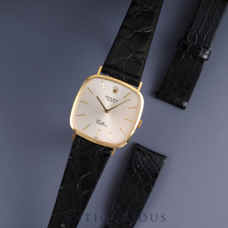 Rolex Cellini 4114/8 Manual Winding Caliber 1602 18K Leather Strap with Genuine GP Buckle Silver Dial K Serial (2001) Overhauled