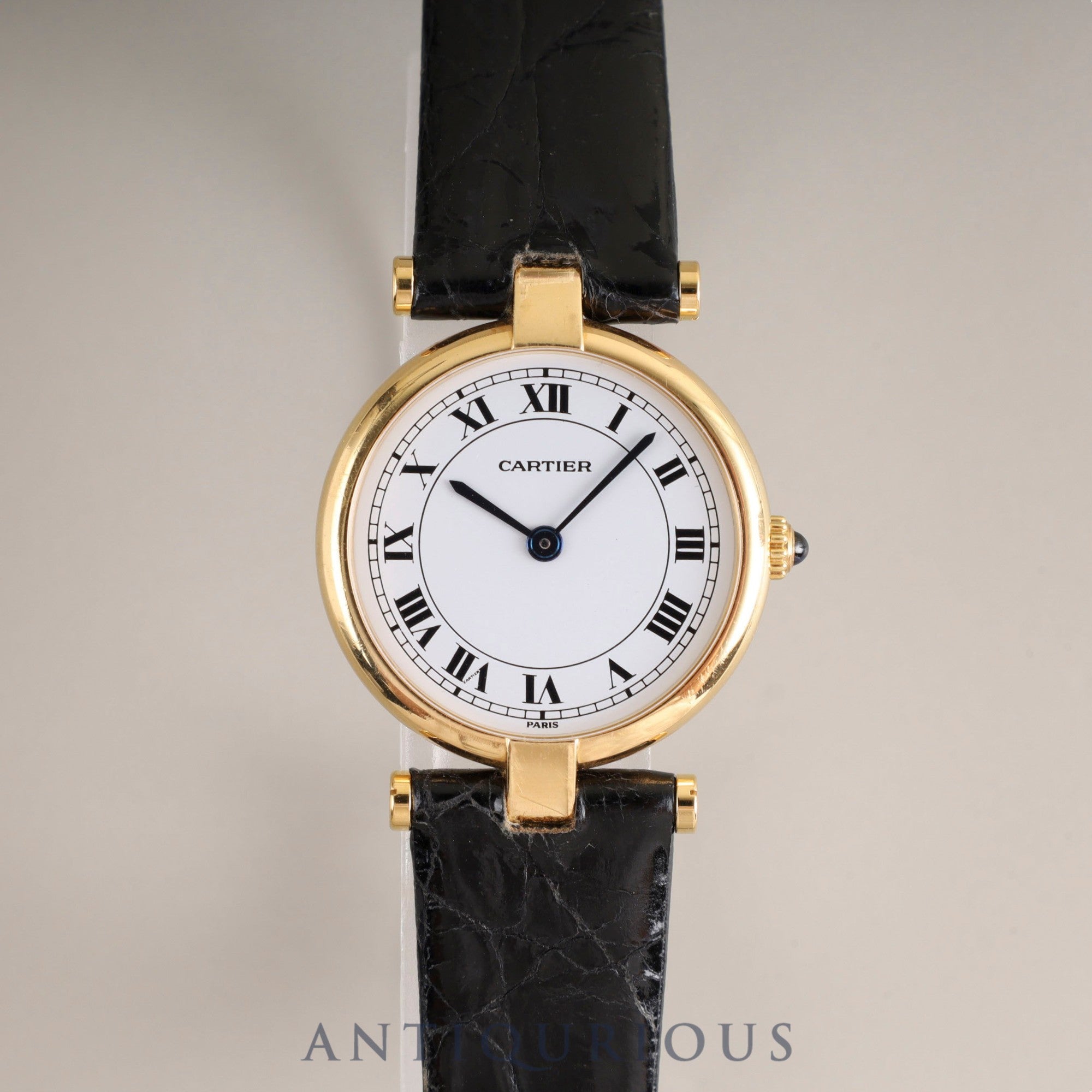 Cartier Vendome VLC SM 84734553 / 81002 Quartz Cal.81 750 Leather Genuine Buckle (GP) White Roman Dial Overhauled