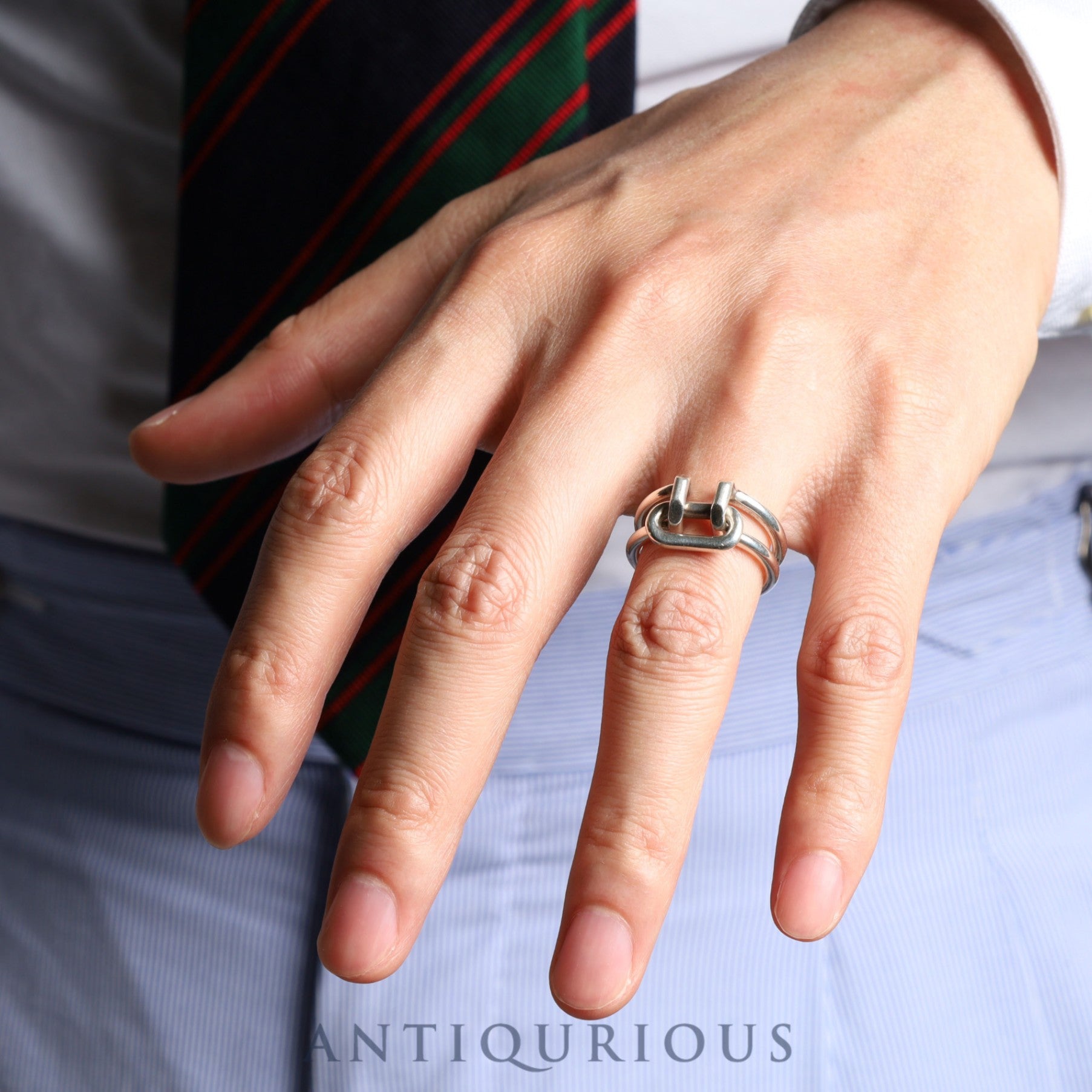 ティファニー リング ハードウェア 2ロウ スターリングシルバー 約15.5号