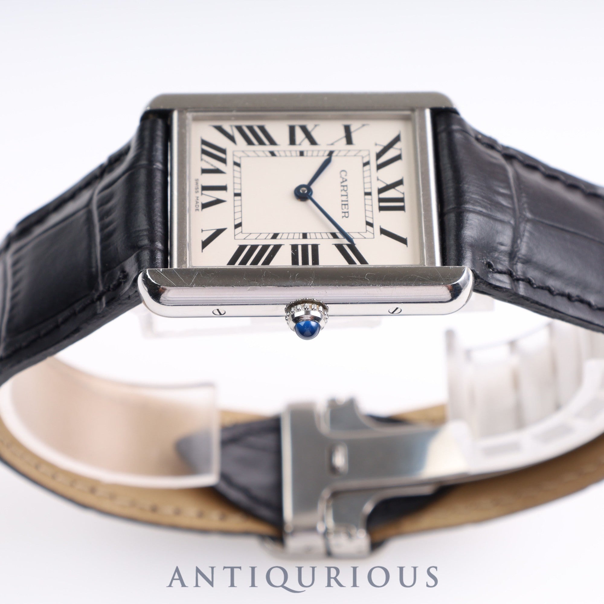 カルティエ タンクソロ LM クォーツ W5200014/3169 SS 革 純正Dバックル シルバー文字盤