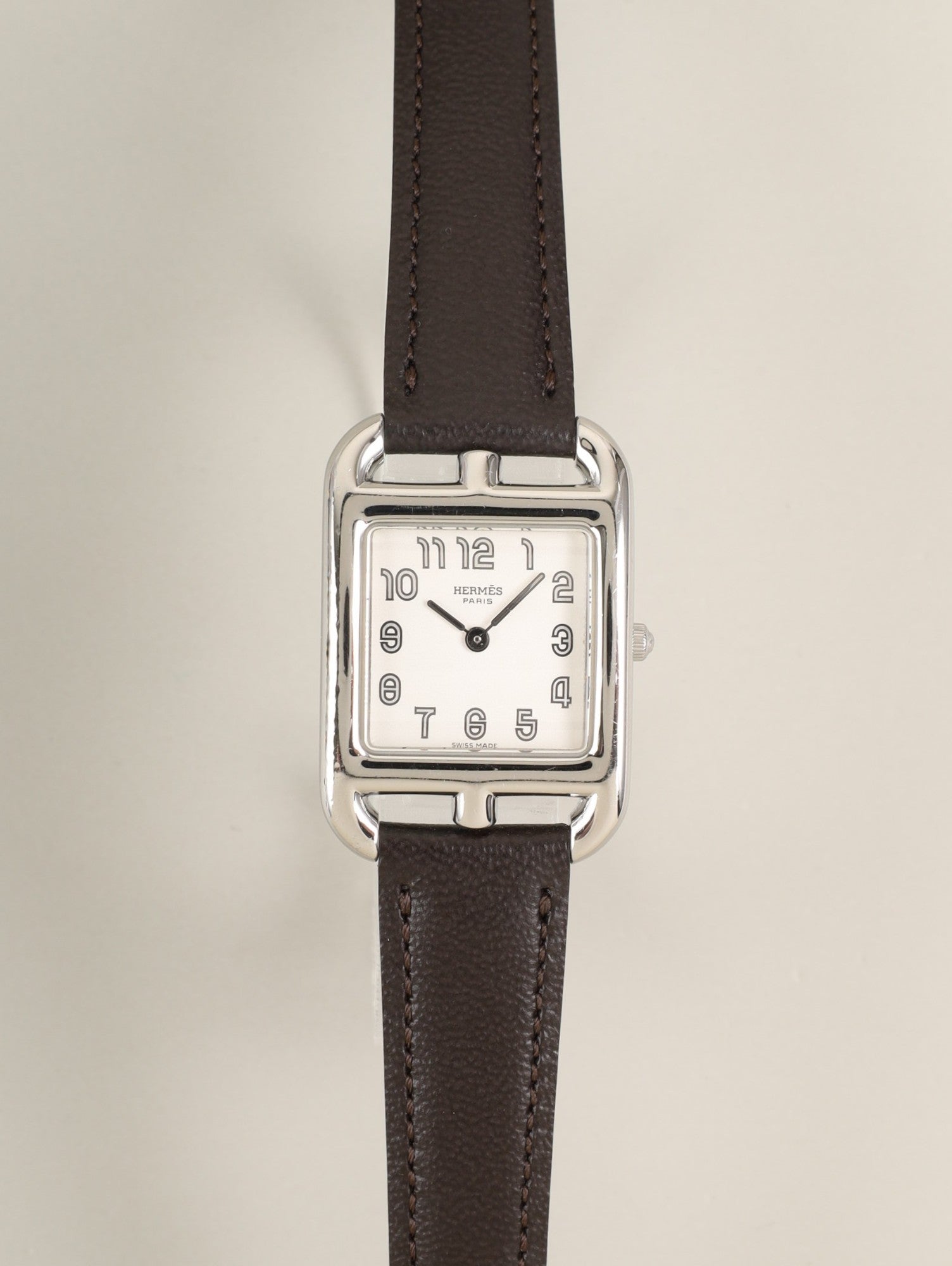 エルメス ケープコッド CC1.210 クォーツ Cal.976.001 SS 革 純正ピンバックル(SS)ホワイトアラビア文字盤(SWISS MADE表記) 箱 冊子 保証書(2003年)オーバーホール済み