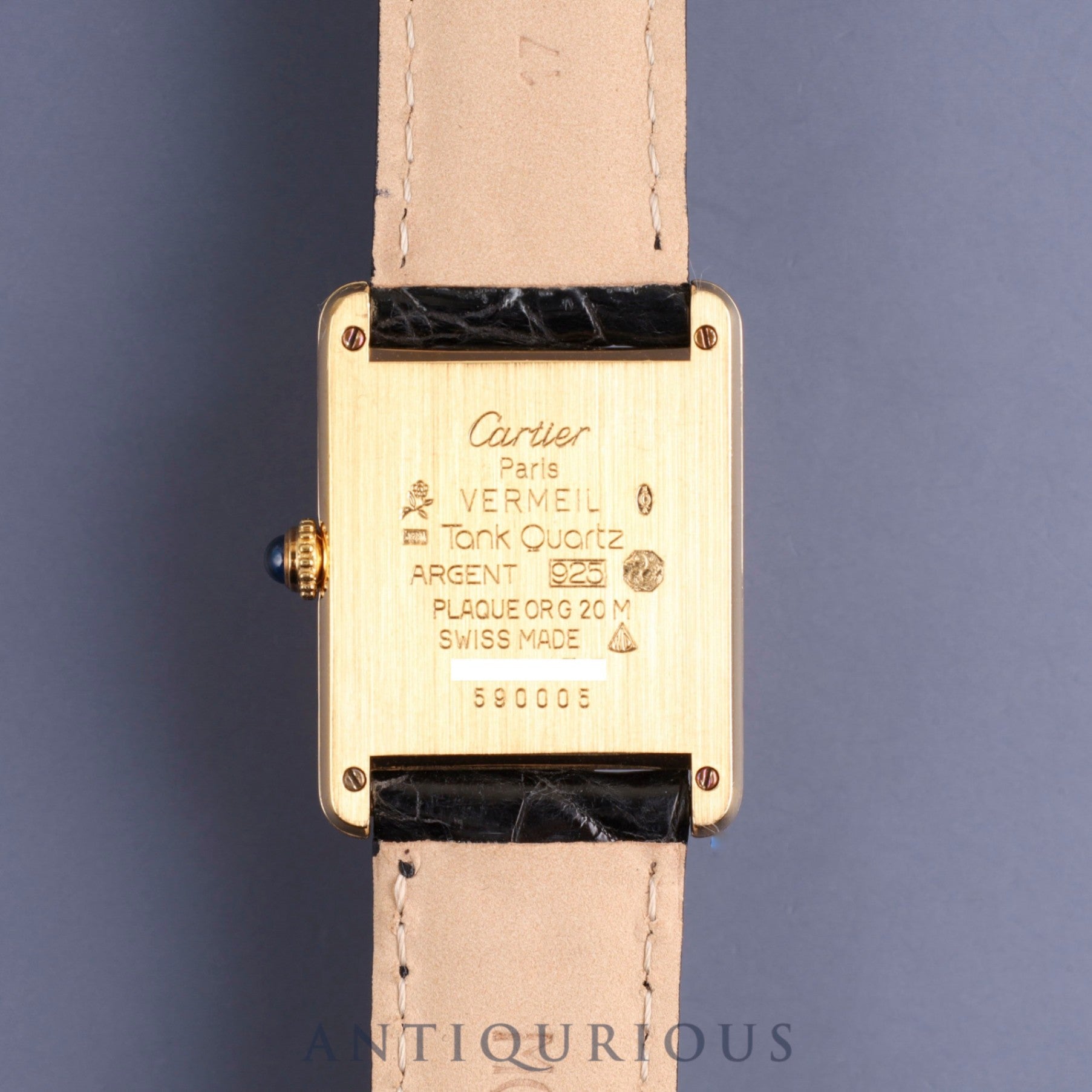 カルティエ マストタンク LM 590005 クォーツ Cal.90 SV925 革 純正尾錠(GP)オパラン文字盤 オーバーホール済み 新品仕上げ済み