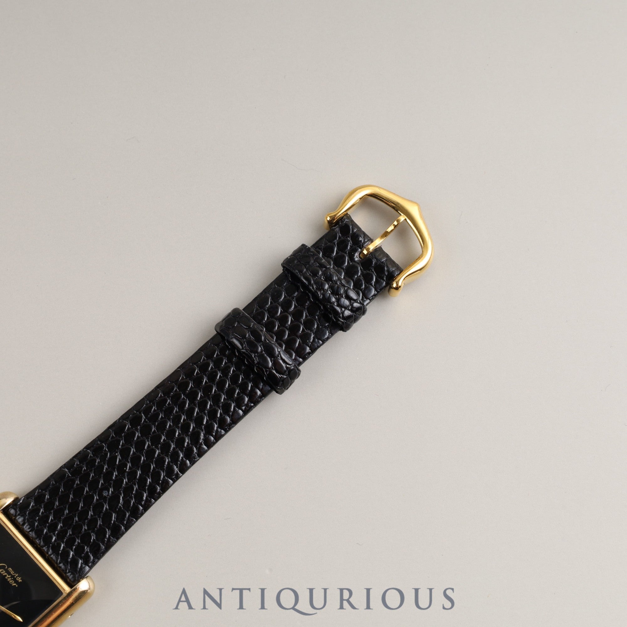 Cartier Must Tank LM Manual Winding Cal.78-1 SV925 Leather Genuine Buckle (GP) Black Onyx Dial Box