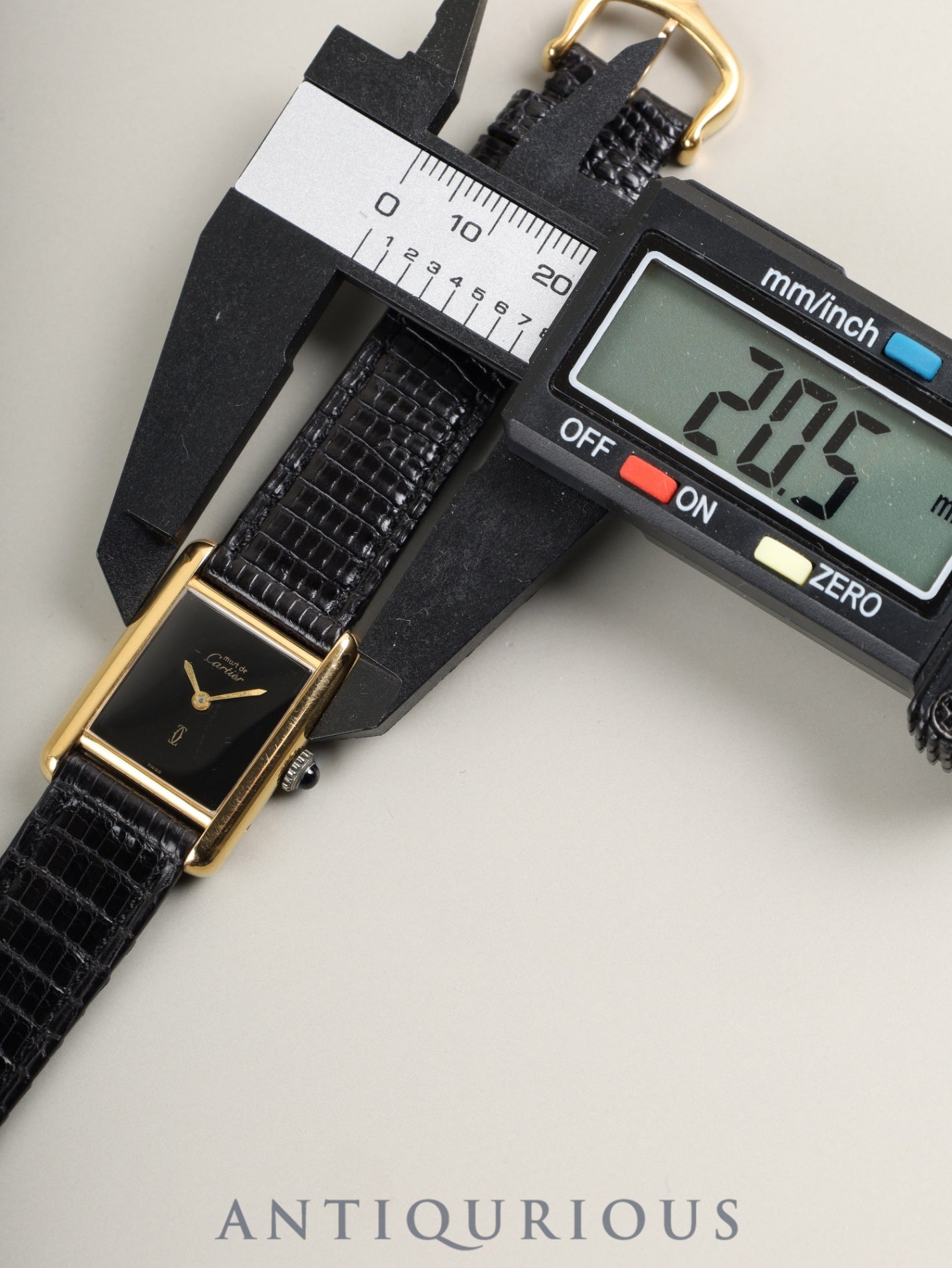 Cartier Must Tank SM Hand-wound Cal.78-1 SV925 Leather Genuine Pin Buckle (GP) Onyx Dial (SWISS) Overhauled