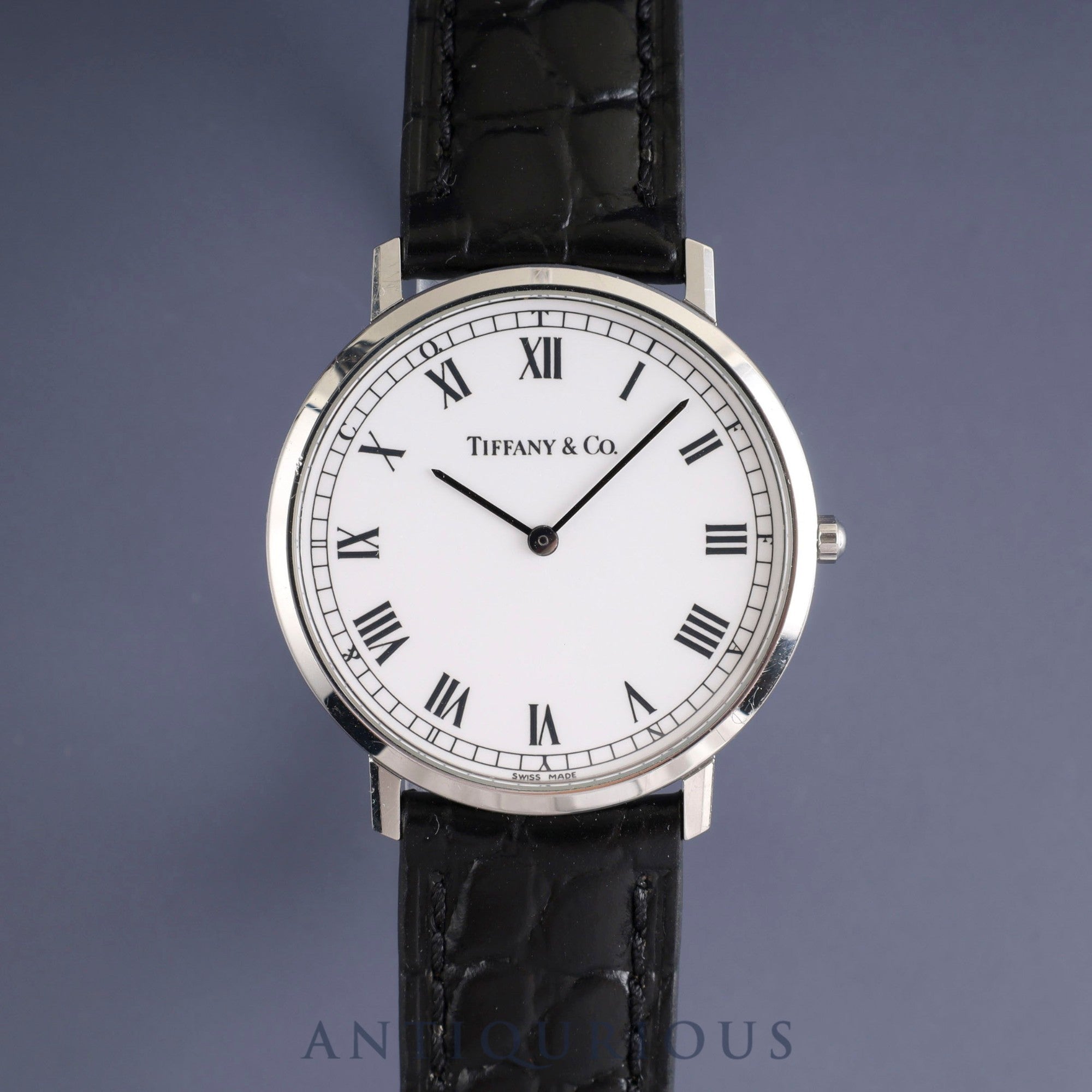 Tiffany Round Classic M1510 Quartz Cal.282.001 SS Leather Genuine Buckle (SS) White Roman Dial Overhauled