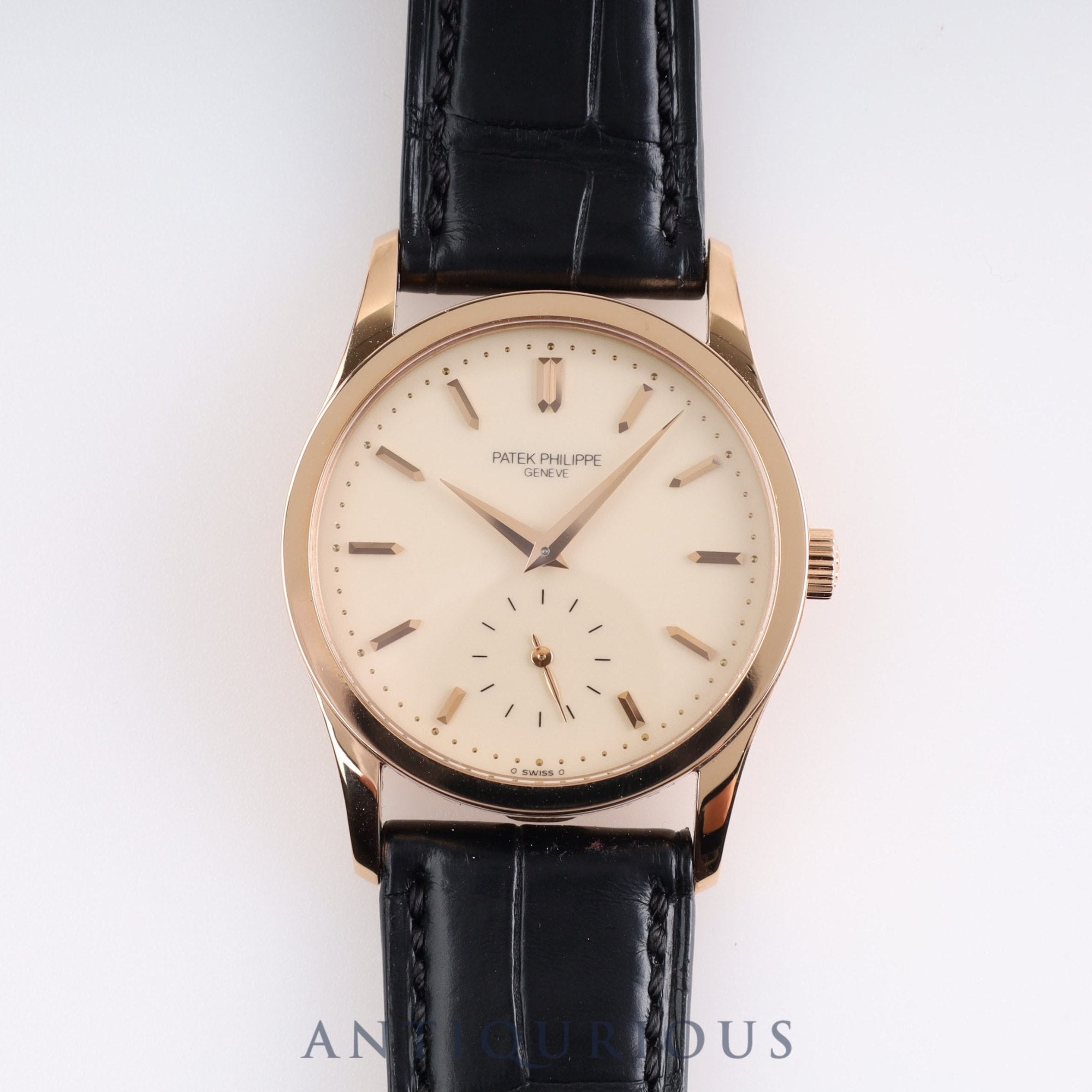 パテック・フィリップ カラトラバ 3796 手巻き Cal.215 RG 革 アイボリー文字盤 純正バックル 箱 アーカイヴ 冊子 ※2022/3/1パテックフィリップにてOH済み