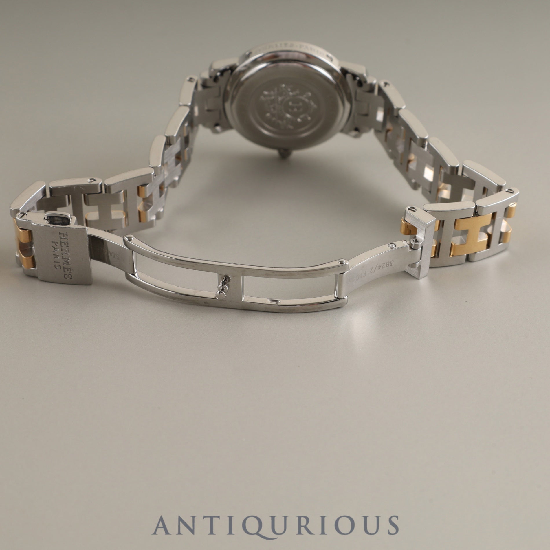 Hermes Clipper Nacle CL4.221 Quartz SS/GP Shell Arabic Dial Box Warranty Overhauled