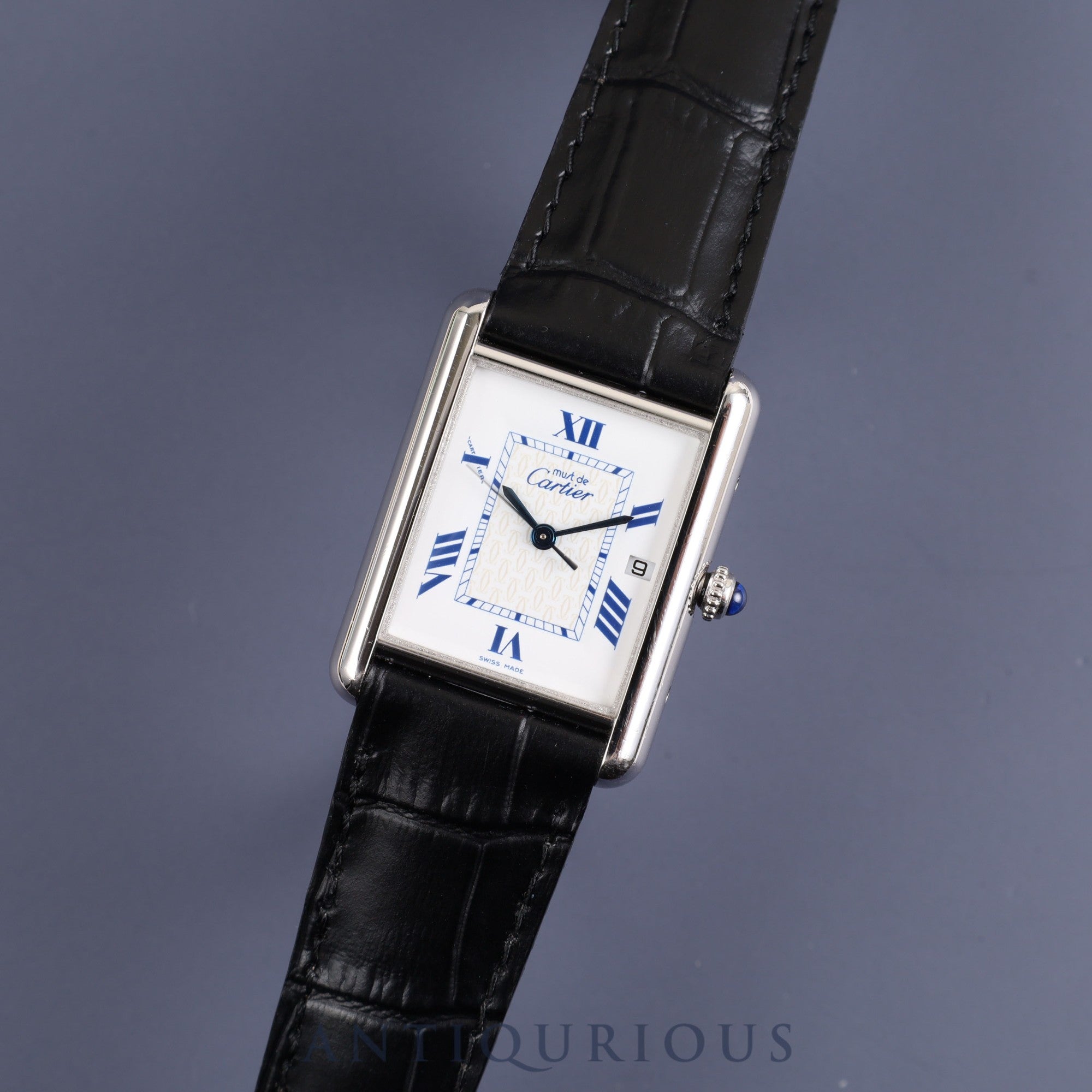 カルティエ マストタンク GM(XL)W1014154 / 2414 クォーツ Cal.687 925 革 純正Dバックル 飛びローマン文字盤 箱 保証書(2004年) オーバーホール済み カルティエブティックネジ取り付け