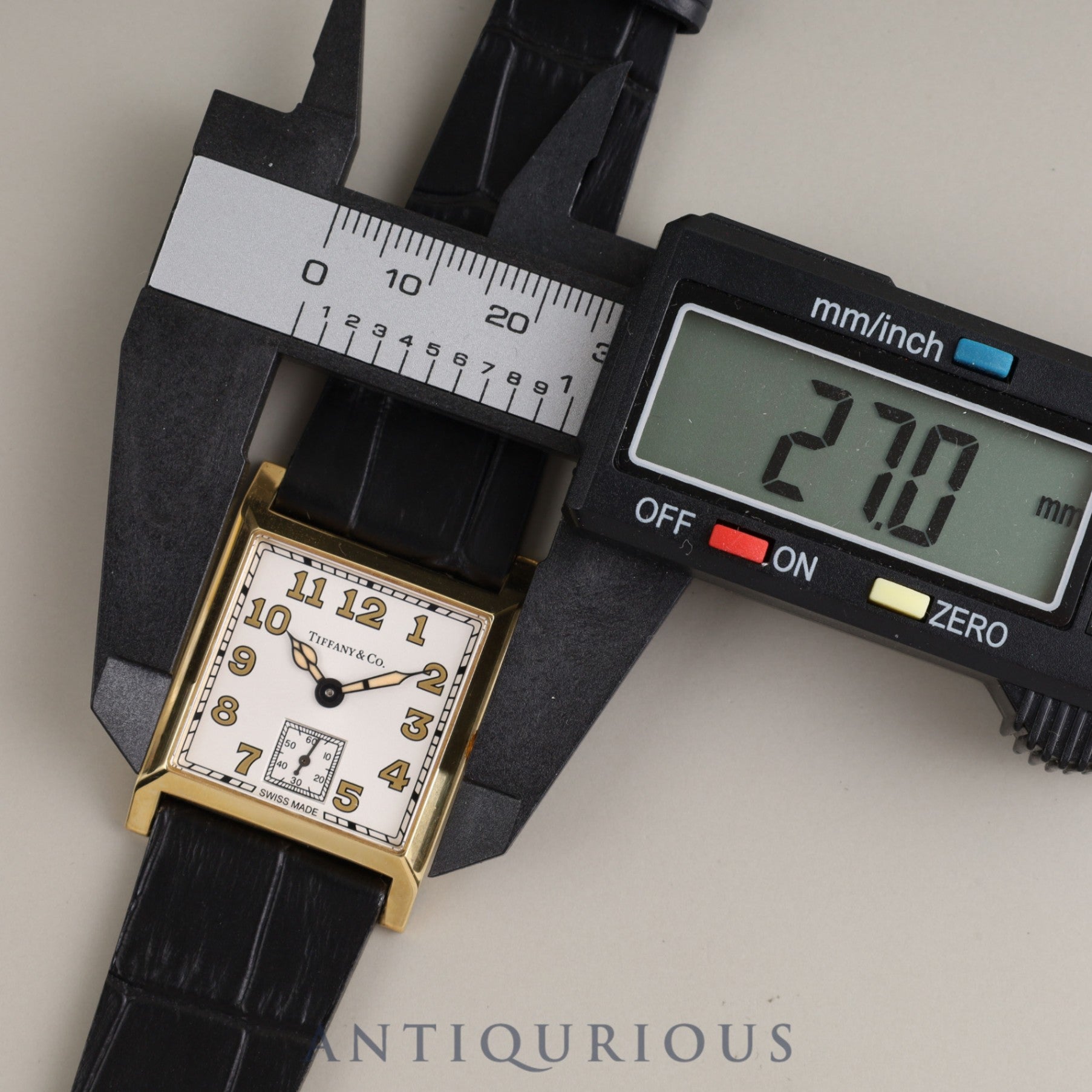 ティファニー スクエア 180TH ANNIVERSARY MODEL 限定180本 手巻き Cal.1200 YG 革 純正尾錠(750)シルバー文字盤