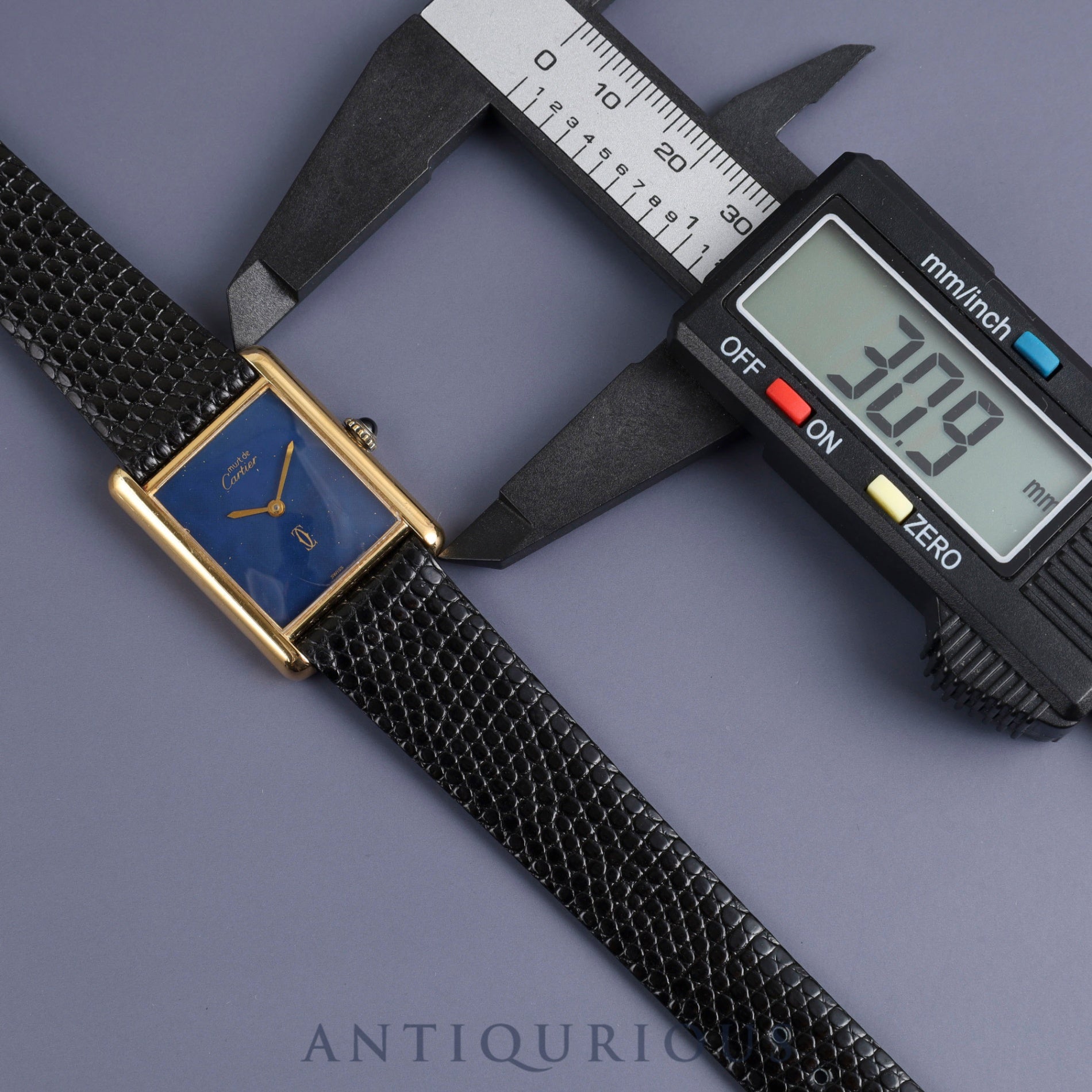 Cartier Must Tank LM Manual winding Cal.78-1 SV925 Leather Genuine buckle (GP) Lapis lazuli dial Overhauled