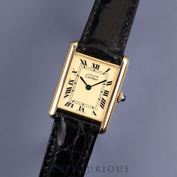 Cartier Must Tank LM 81974053 Manual winding Cal.78-1 SV925 Leather Genuine buckle (GP) Ivory Roman dial Circa 1976-Early 1980s Overhauled