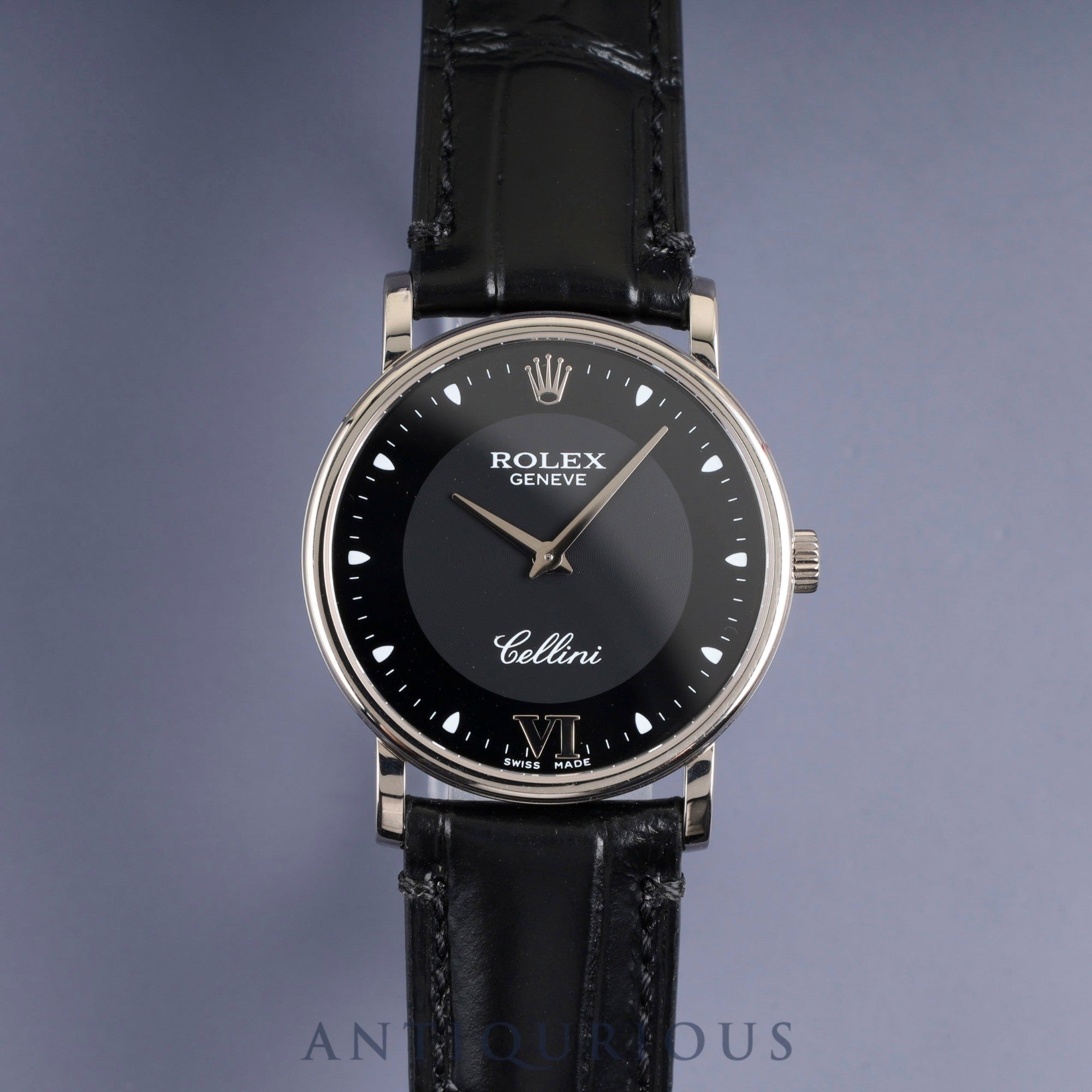 Rolex Cellini 5115 Manual Winding Caliber 1602 750 Leather Strap with Genuine Buckle (750) Black Dial A Series (1998-1999) Overhauled