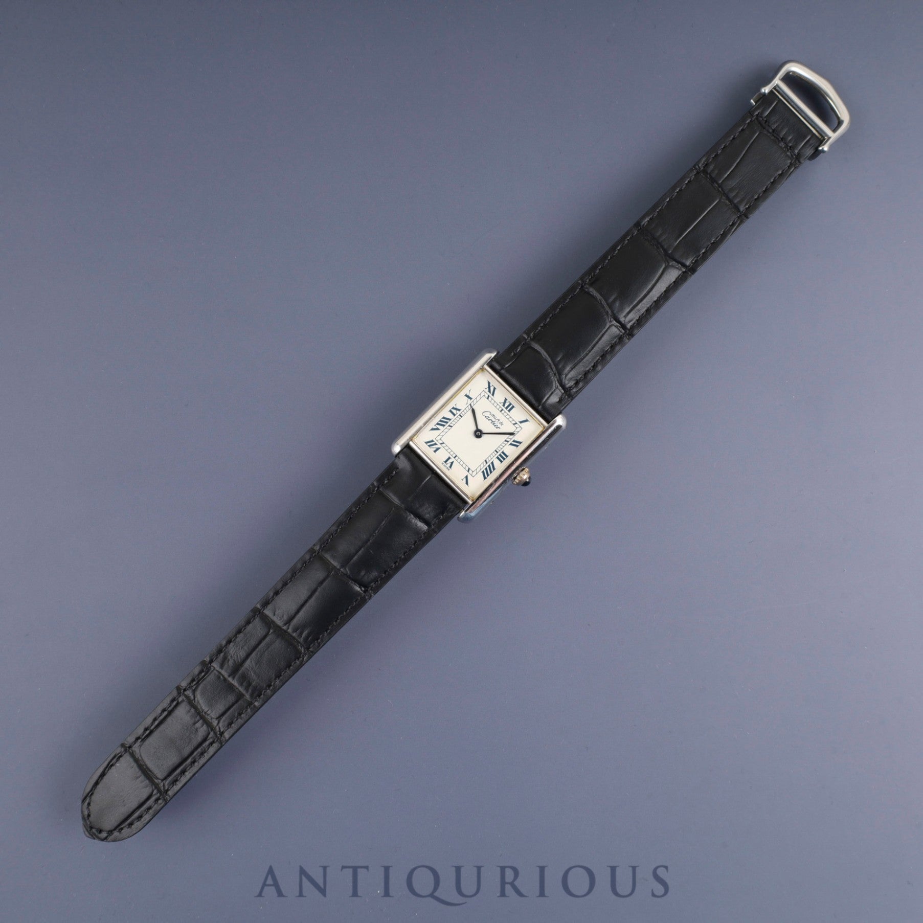 Cartier Must Tank LM 690006, Quartz, Caliber 90, SV925, Leather, Genuine D-buckle (SS), White Roman Dial, Circa 1982-Circa 1995, Overhauled