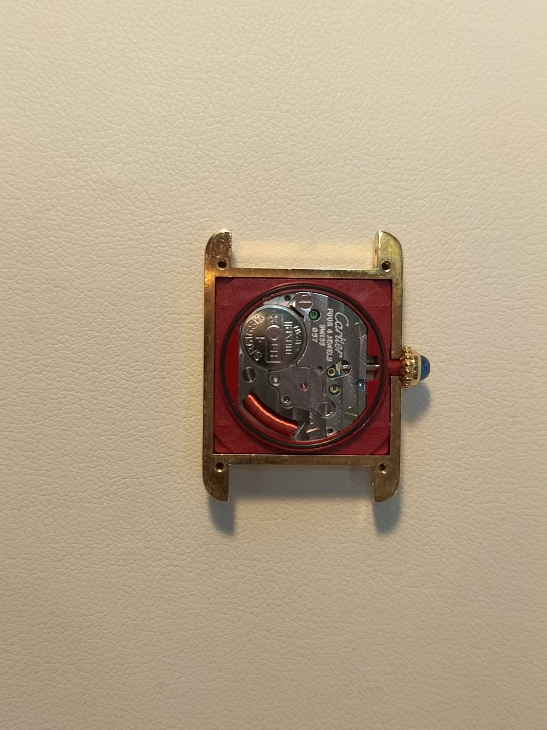 Cartier Must Tank SM W1005554 / 5057001 Quartz Cal.057 SV925 Leather Genuine D-buckle (GP) Opalan dial Genuine replacement belt Box Warranty (1992) Overhauled