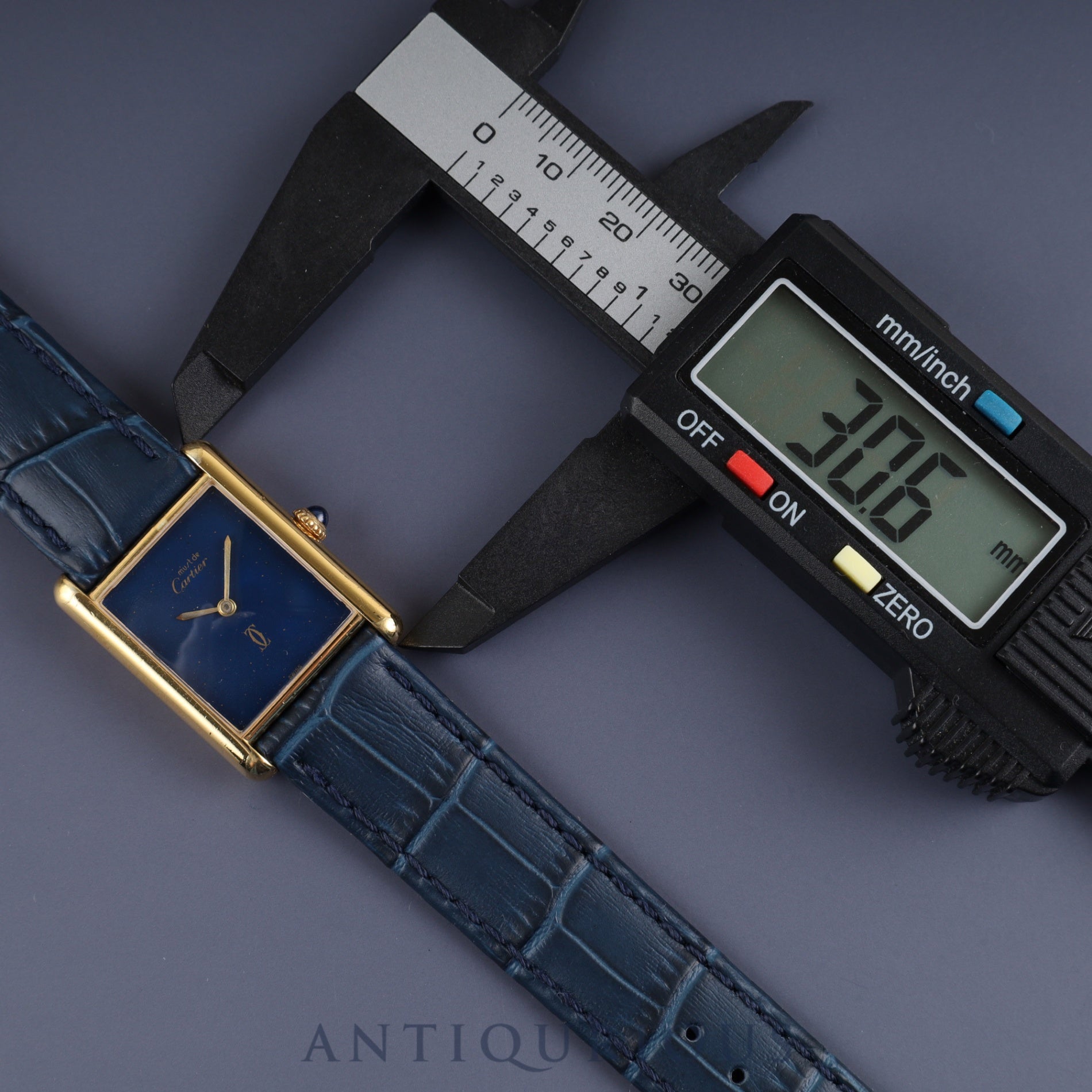 カルティエ マストタンク LM 手巻き Cal.78-1 SV925 革 純正尾錠(GP) ラピスラズリ文字盤 1976年頃~1981年頃 オーバーホール済み