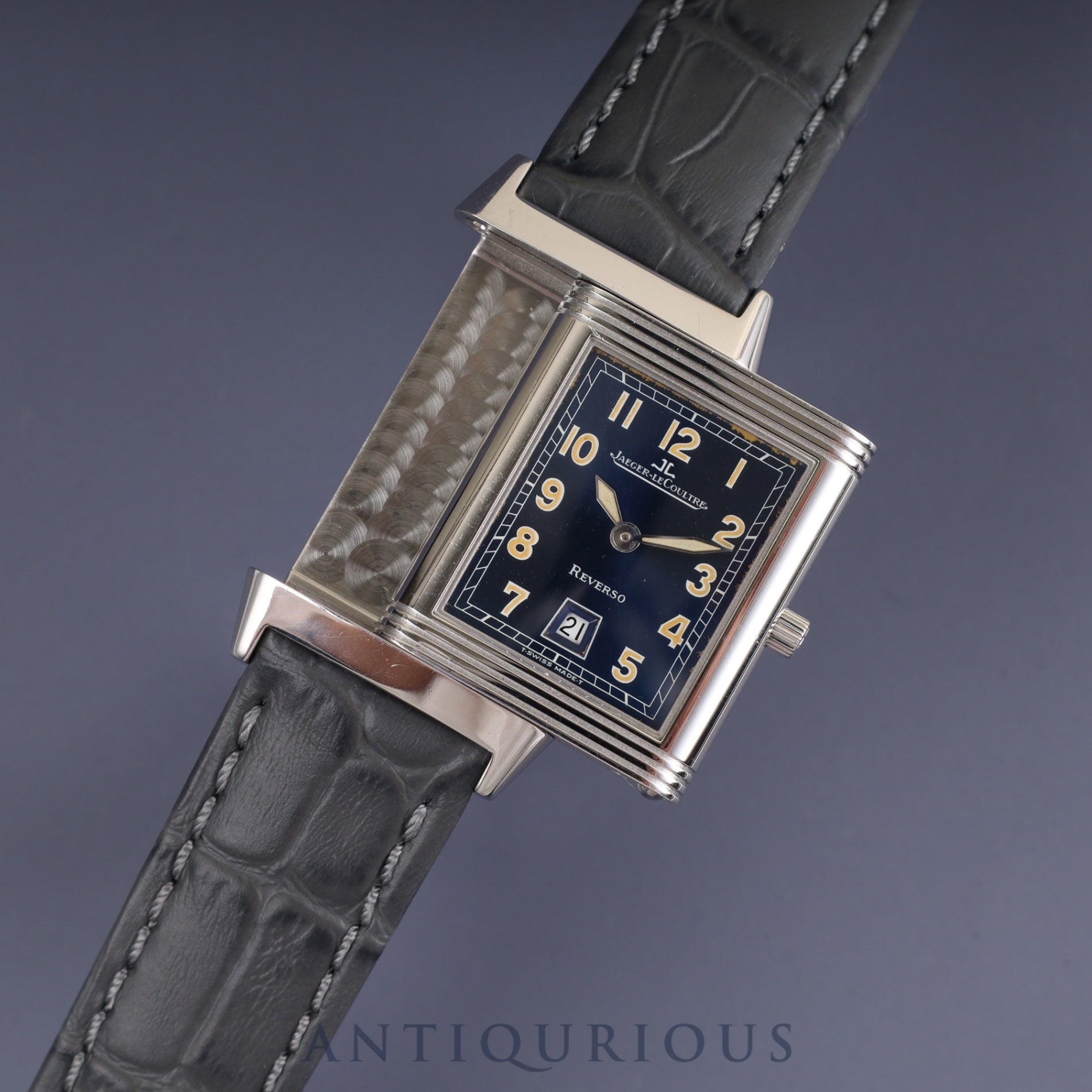 Jaeger-LeCoultre Reverso Classic QA251804 / 250.8.10 Quartz Cal.610 SS Leather Genuine Buckle (SS) Navy Arabic Dial Box Booklet Overhauled