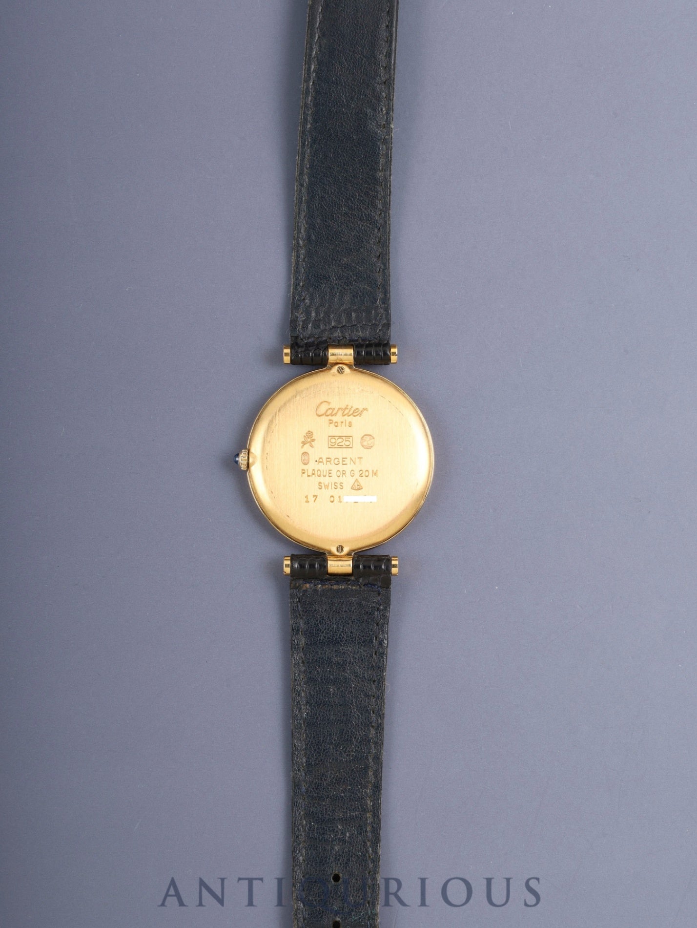 Cartier Must Vendome VLC LM 17 Quartz Cal.81 SV925 Leather Original Pin Buckle (GP) Lapis Lazuli Dial (SWISS) Overhauled