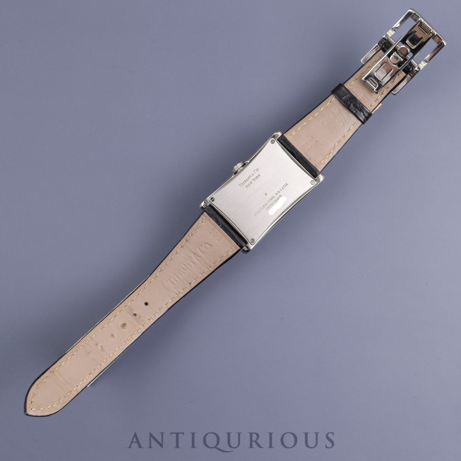 Tiffany East West 37447102 Quartz SS Genuine leather strap Genuine buckle (SS) Arabic dial Warranty (2016) Box Booklet Overhauled